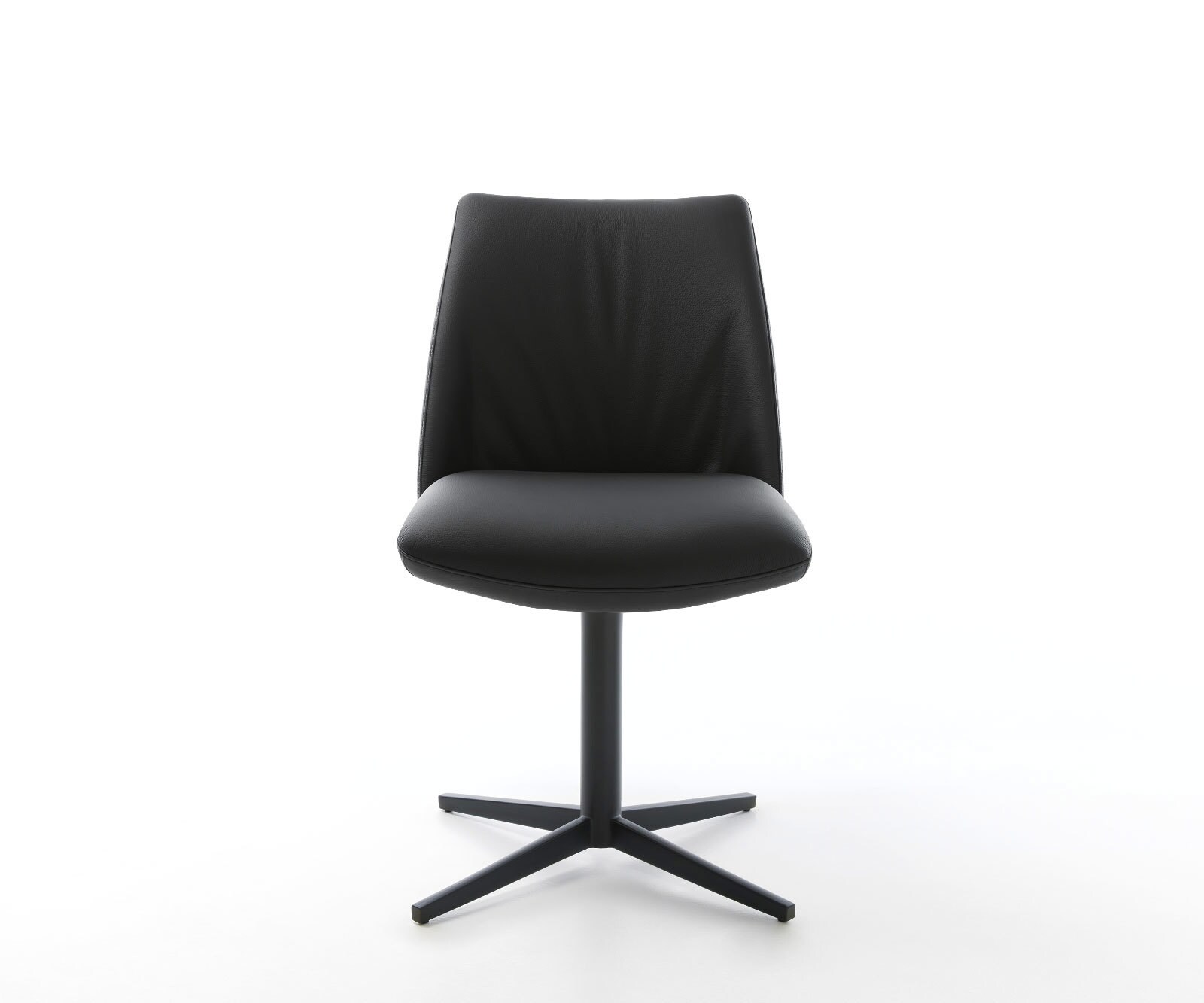 Врътящ се стол Естествена кожа Черен Офис основа Черен 360° въртящ се Покет пружина Elso-Flex 2