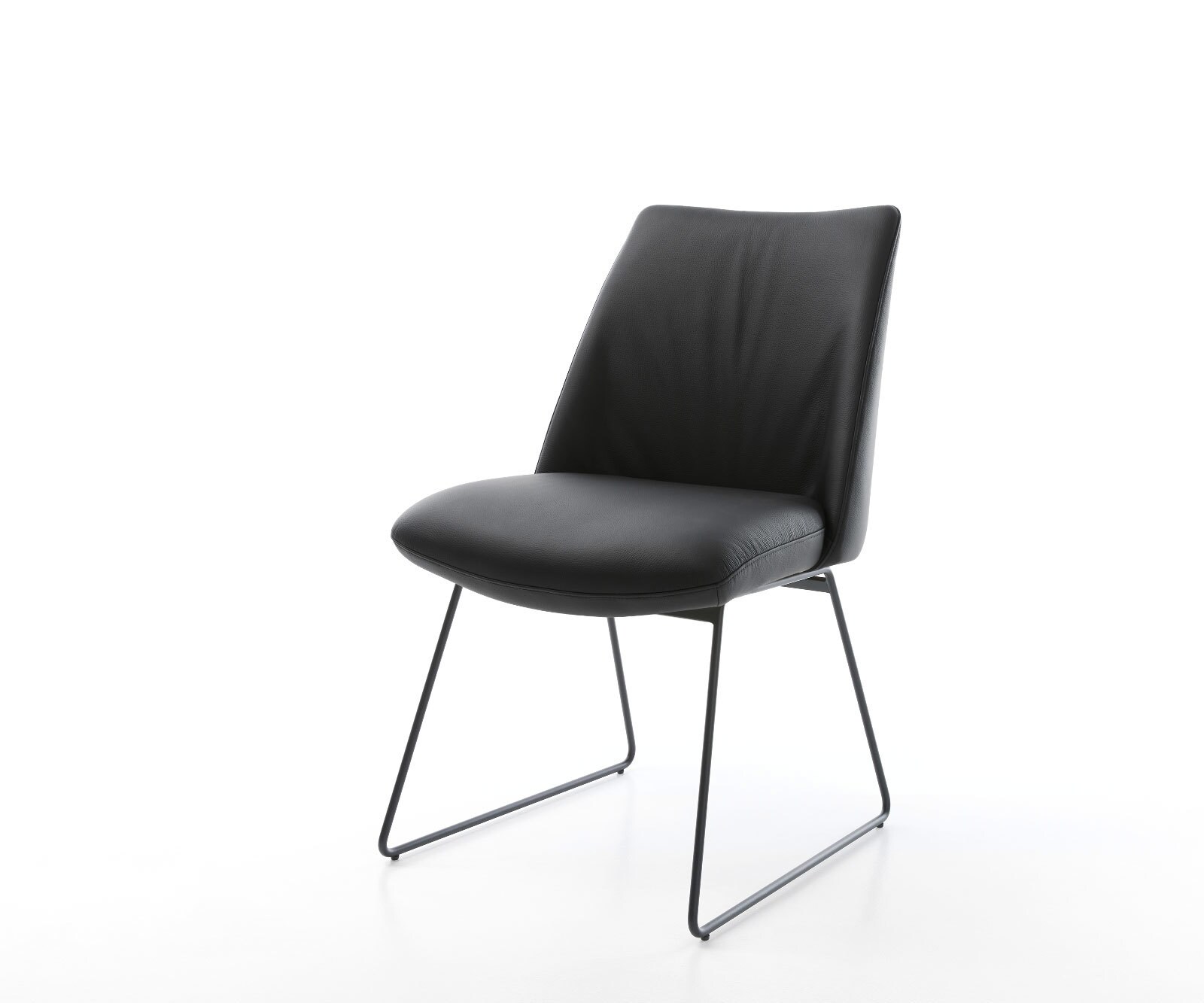 Трапезен стол Естествена кожа Черен Извити крака Черен Покет пружина Elso-Flex 1