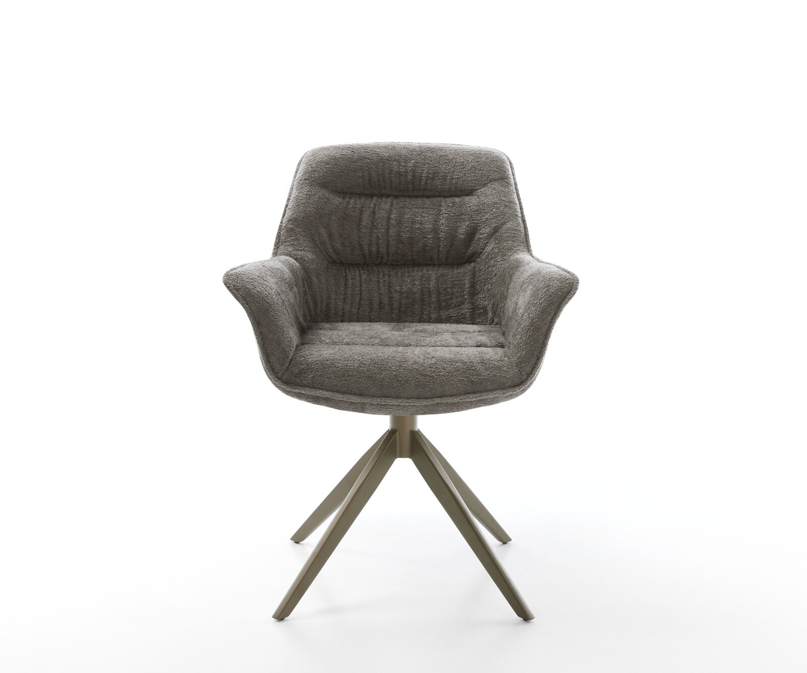 Въртящ се стол Kaira-Flex Bouclé Soft Mud Кръстосана рамка широка Ефектно покритие Титан 360° въртене Люлееща се функция 1