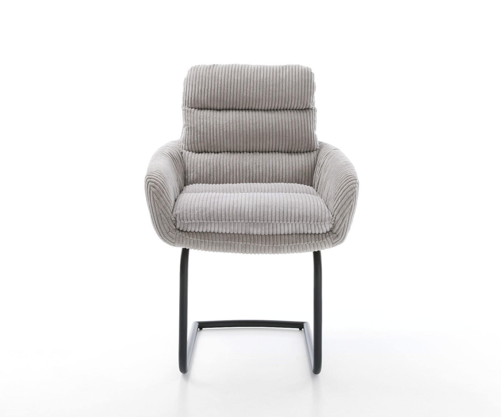 Люлеещ стол с подлакътници Корд Сребристо сив Конзолен крак кръгъл Черен Abelia-Flex 2