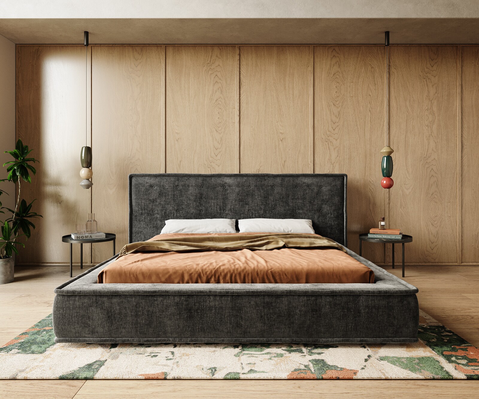 Тапицирана рамка за легло Filikos 180x200 cm шенил антрацит 1