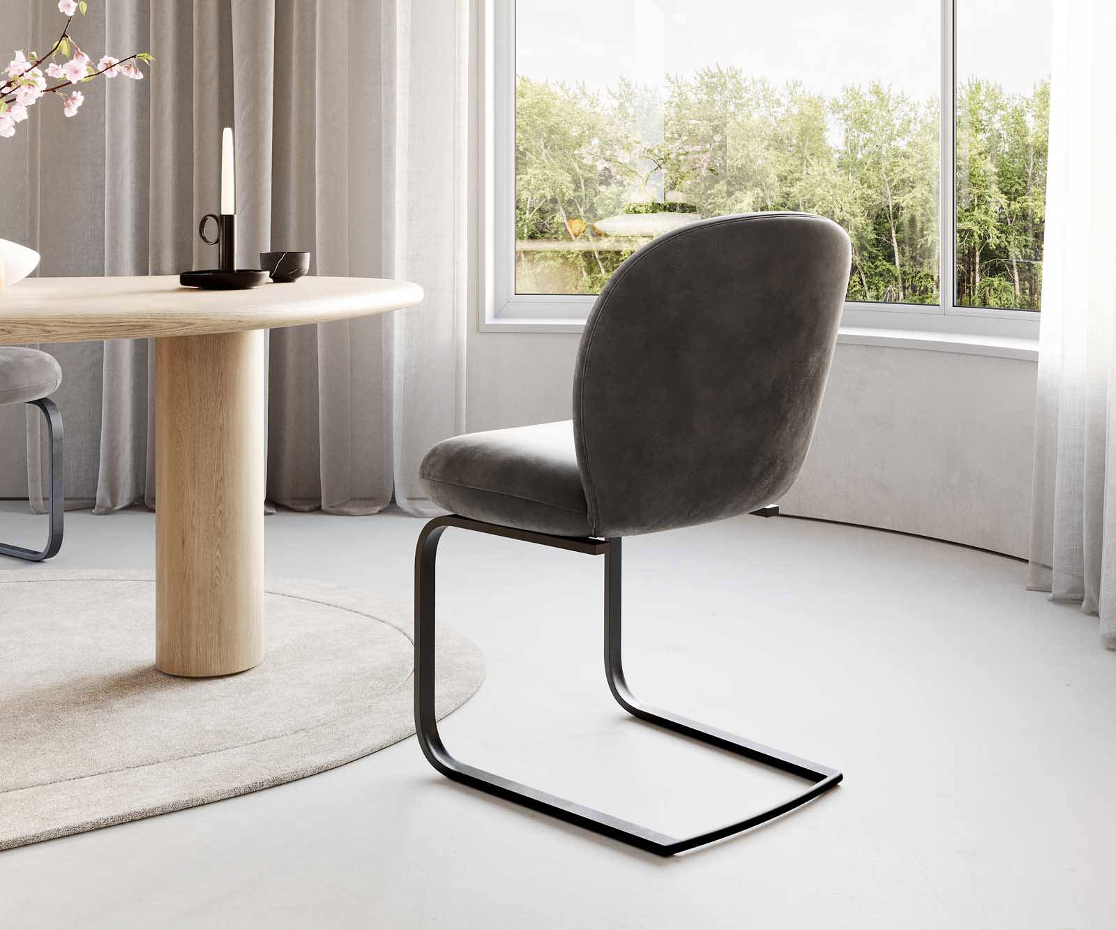 Люлеещ стол Антрацит Винтидж Конзолен крак плосък Черен Покет пружина Nube-Flex 5