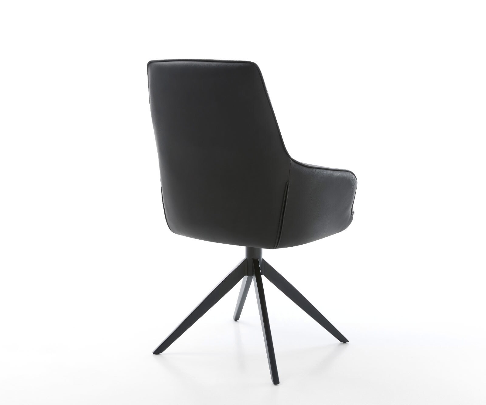 Въртящ се стол Zelia-Flex с подлакътници Естествена кожа Черна Кръстосана рамка широка Черна 360° въртене Люлееща се функция Ядро от джобни пружини 4