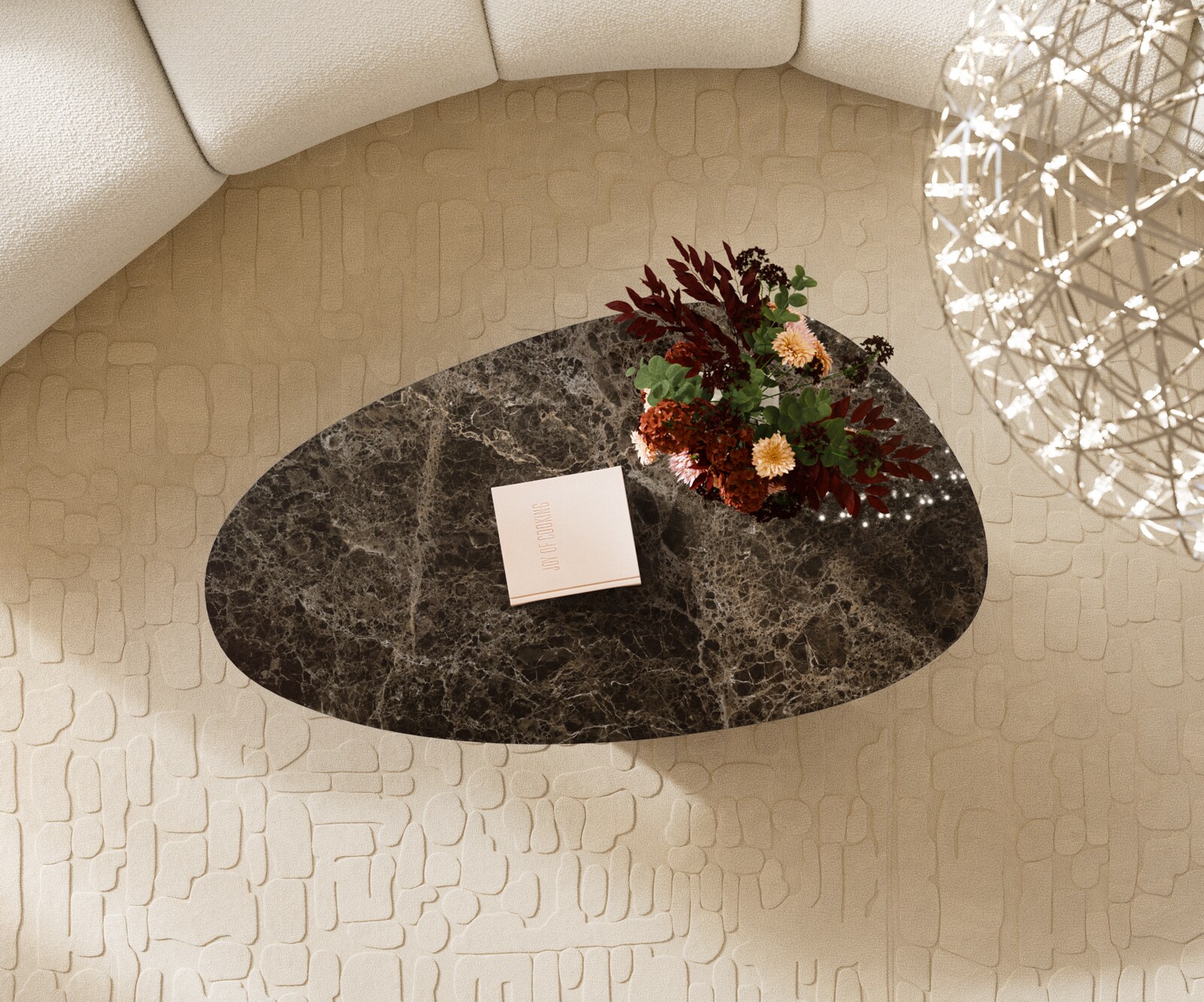 Масичка за кафе Edge Oval 140x75 cm керамика Laminam® Emperador Extra Lucidato тъмнокафяво Conis Metallic Silver 5