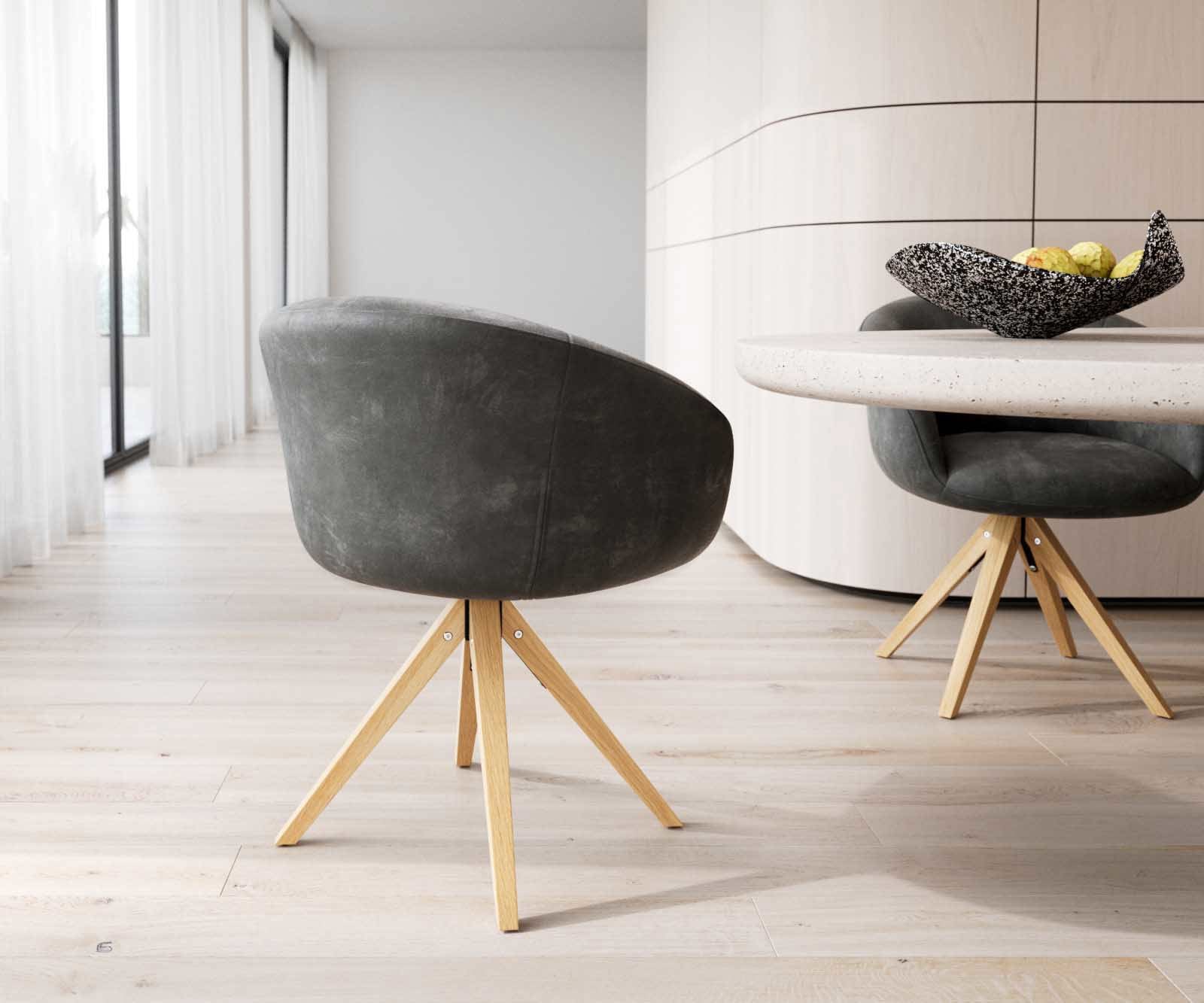 Врътящ се стол с подлакътници Антрацит Винтидж Дървена рамка  Натурал 180° въртящ се Покет пружина Vinka-Flex 4 Врътящ се стол с подлакътници Антрацит Винтидж Дървена рамка  Натурал 180° въртящ се Покет пружина Vinka-Flex 4