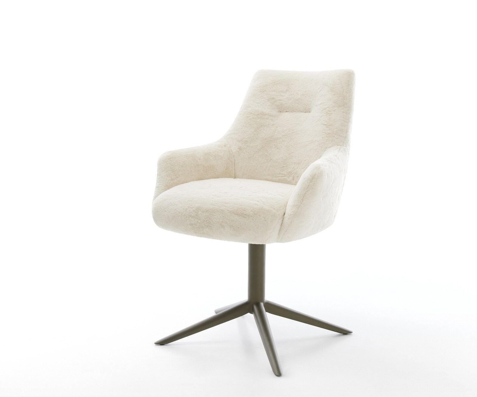 Въртящ се стол Alja-Flex с подлакътници плюшена кремаво-бяла основа ефектно покритие титан 360° въртяща се люлееща се функция сърцевина от джобни пружини 1