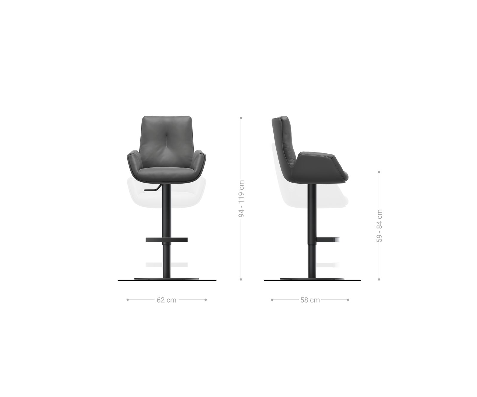 Бар стол Clea-Flex Кафяв/Черен, Дамаска Микс Букле/Микрофибър , Въртяща се основа, Регулируема височина, Покет пружини  6