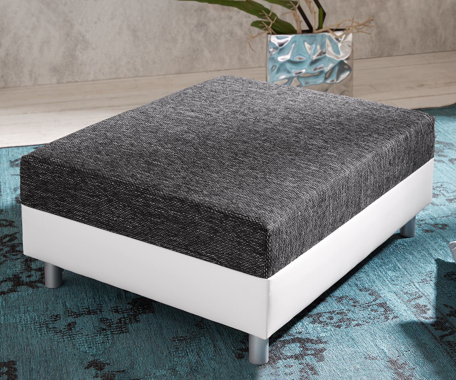 Табуретка B98 x T83 Бял Черен Модулен Дамаска Clovis 1