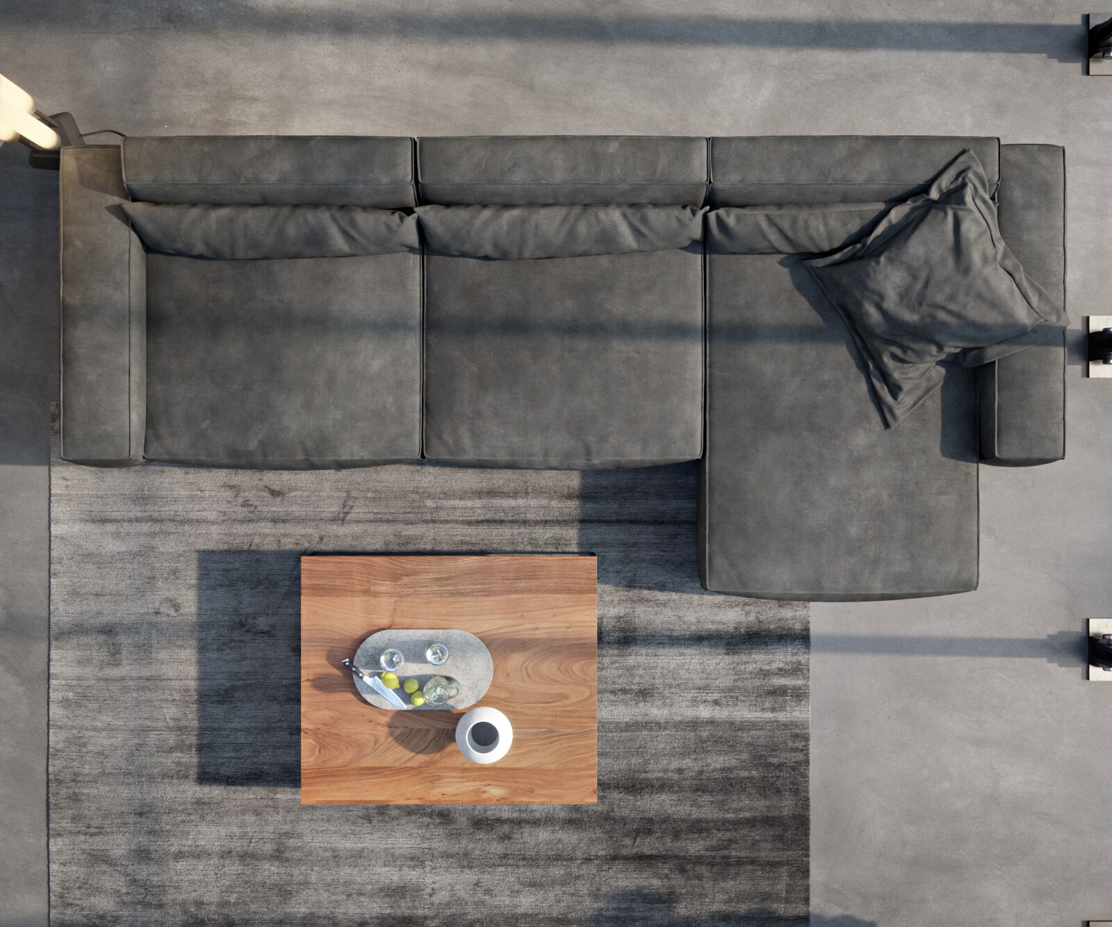 Ъглов диван XL 370x170 cm Имитация на кожа Винтидж Антрацит Sirpio 5