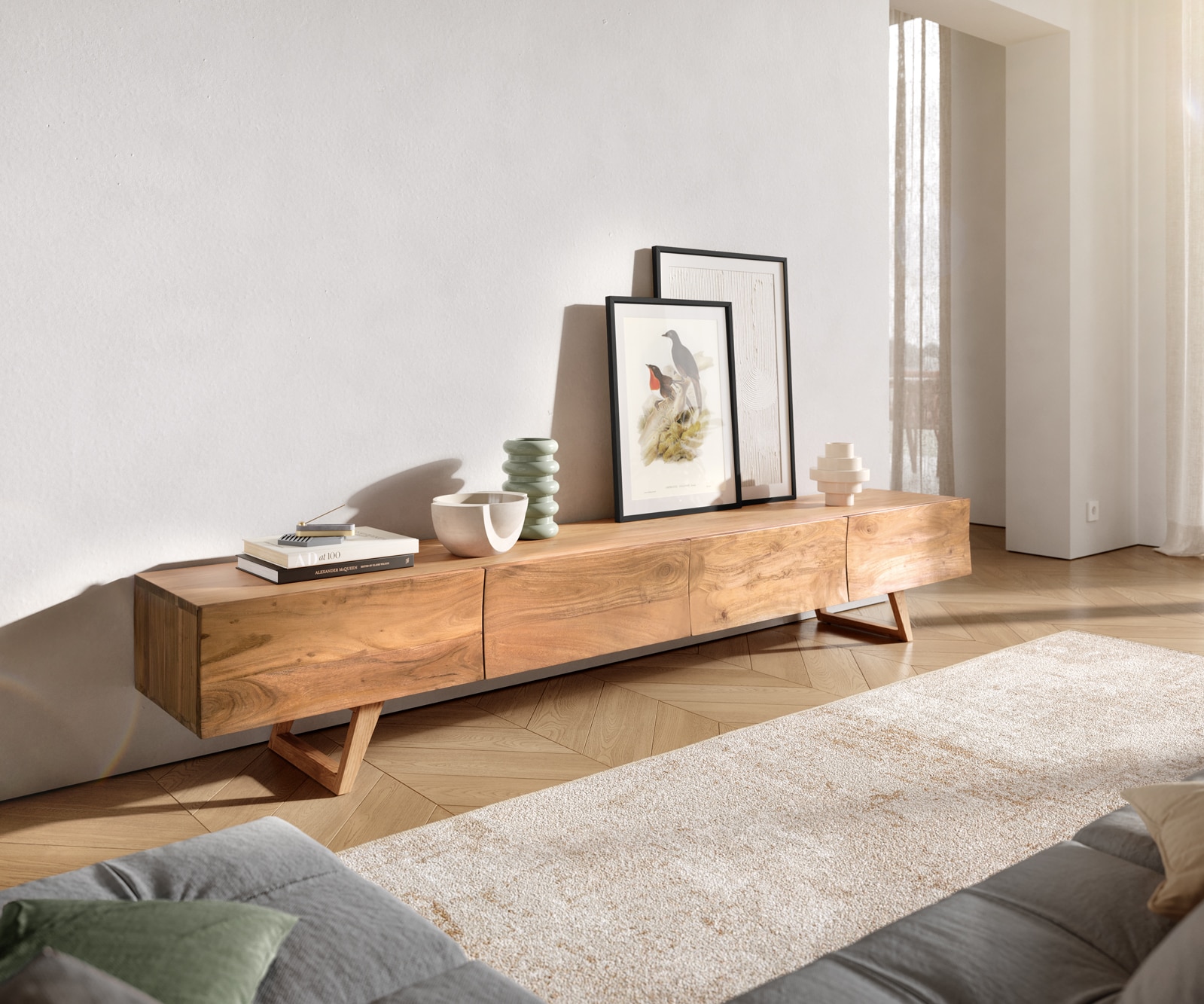 ТВ шкаф Wyatt 220 cm 4 чекмеджета  5