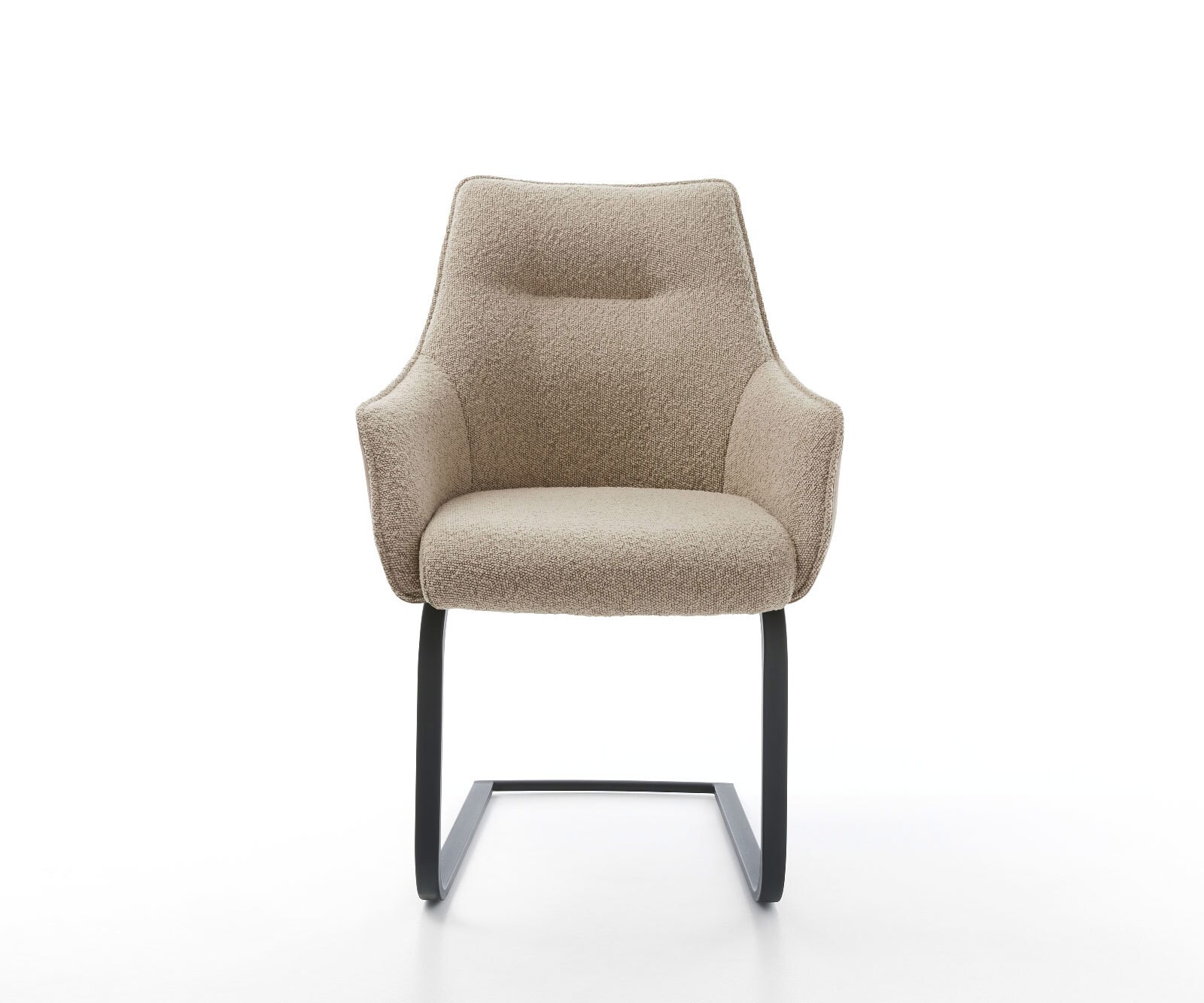 Люлеещ стол с подлакътници Микс от дамаски Сиво-Кафяв Конзолен крак плосък Черен Покет пружина Alja-Flex 2