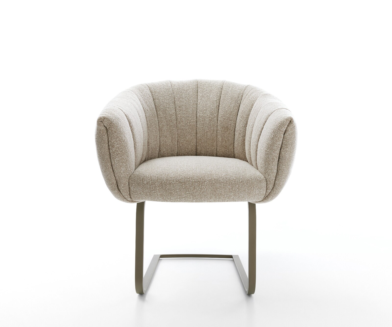 Конзолен стол Jada-Flex, с тъкан от мек бежов плат, конзолен стол плосък ефект покритие титаниеви джобни пружини 1