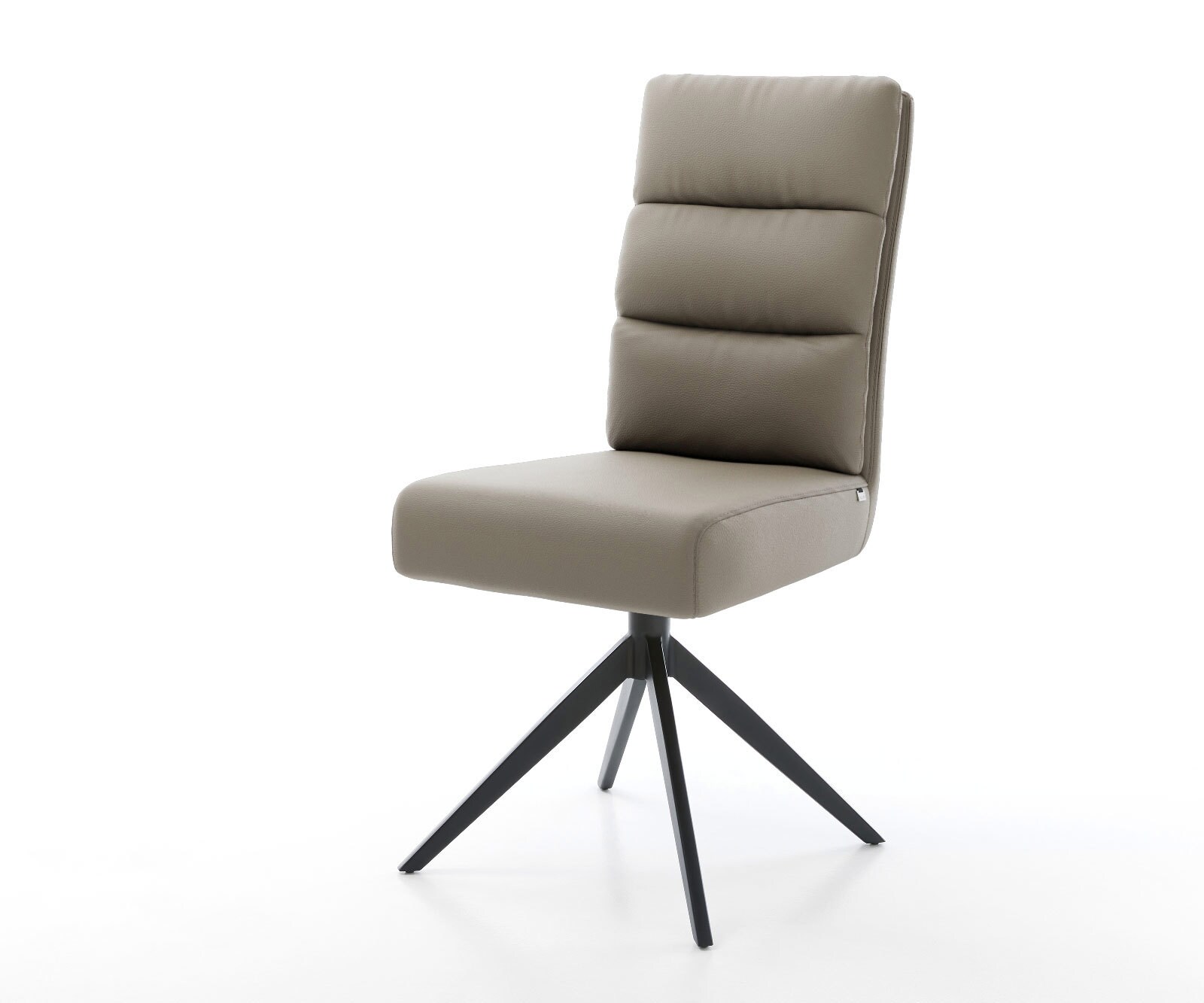 Въртящ се стол Pela-Flex кал от естествена кожа Кръстосана рамка широка черна 360° въртене Люлееща се функция Ядро от джобни пружини