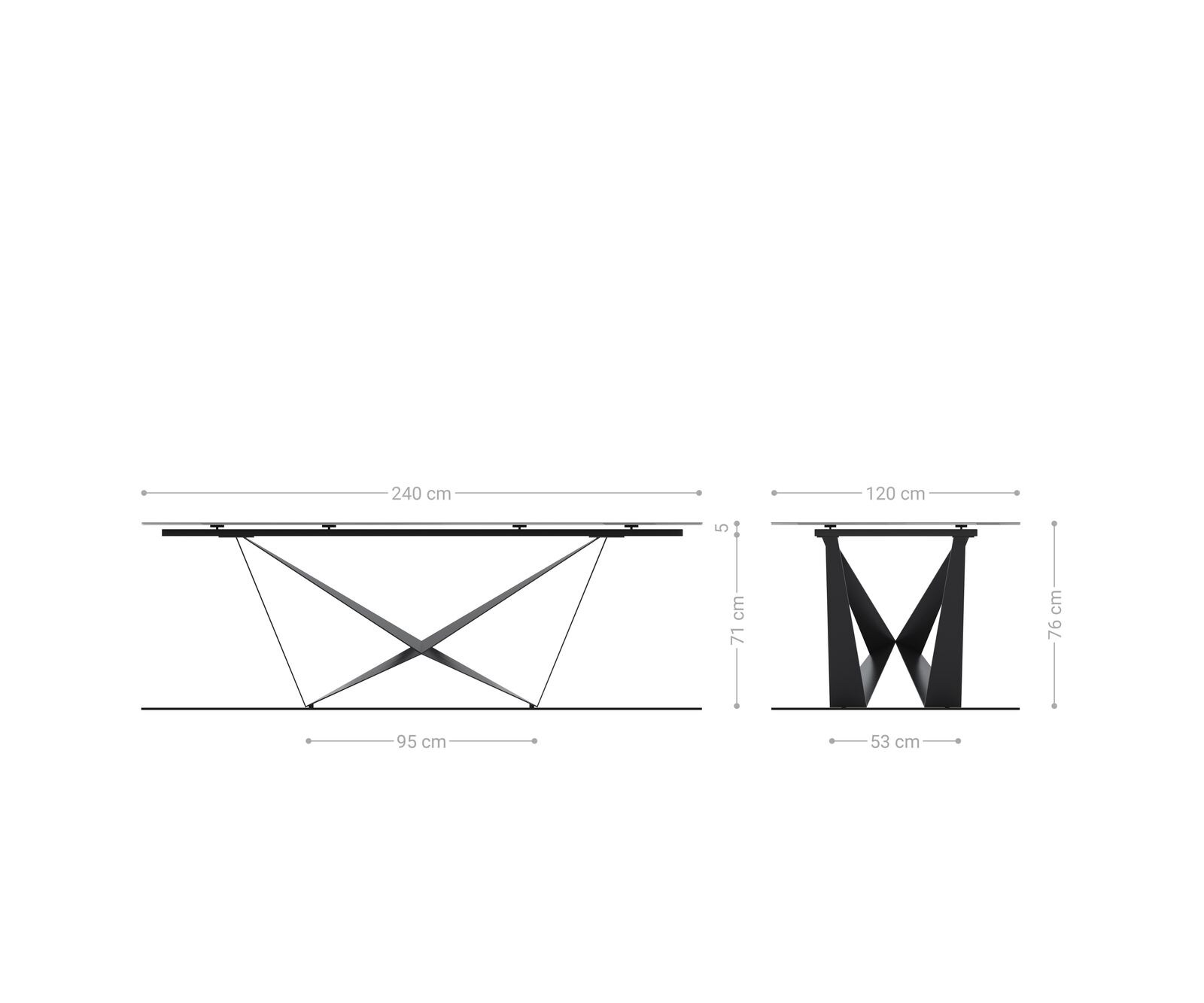 Трапезна маса Edge Boot 240x120 см, керамика Laminam „®“, цвят „Sabbia“ (дъбов), Spider, плоска стомана, черна 7