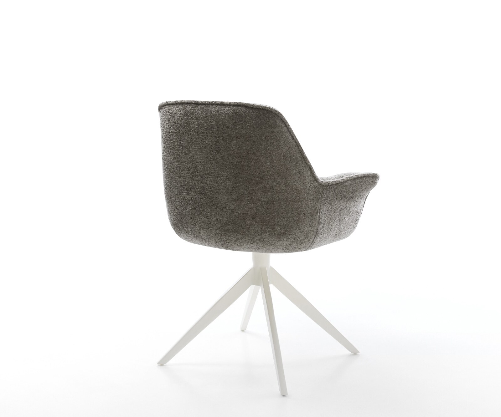 Въртящ се стол Kaira-Flex Bouclé Soft Mud Кръстосана рамка широка Бяла 360° въртяща се люлееща се функция 4