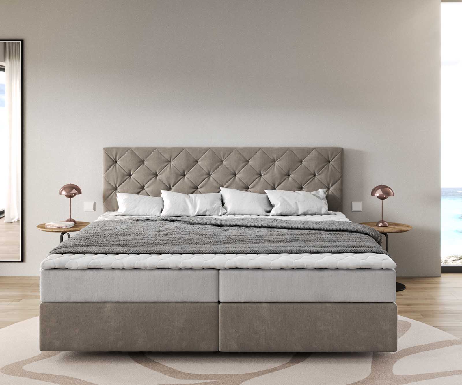Легло Боксспринг Микрофибър Бежов 200x200 cm с Покет с-ма и Мемори Топер Dream-Great 1