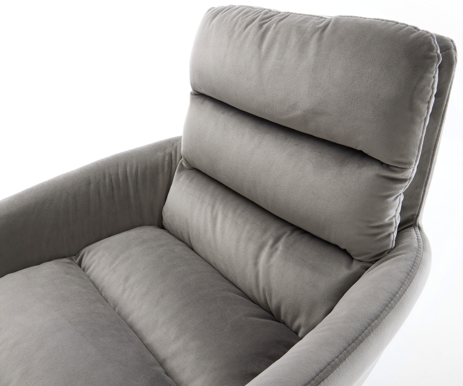 Врътящ се стол с подлакътници Кадифе Сив Конус крак кръгъл Черен 180° въртящ се Abelia-Flex 4