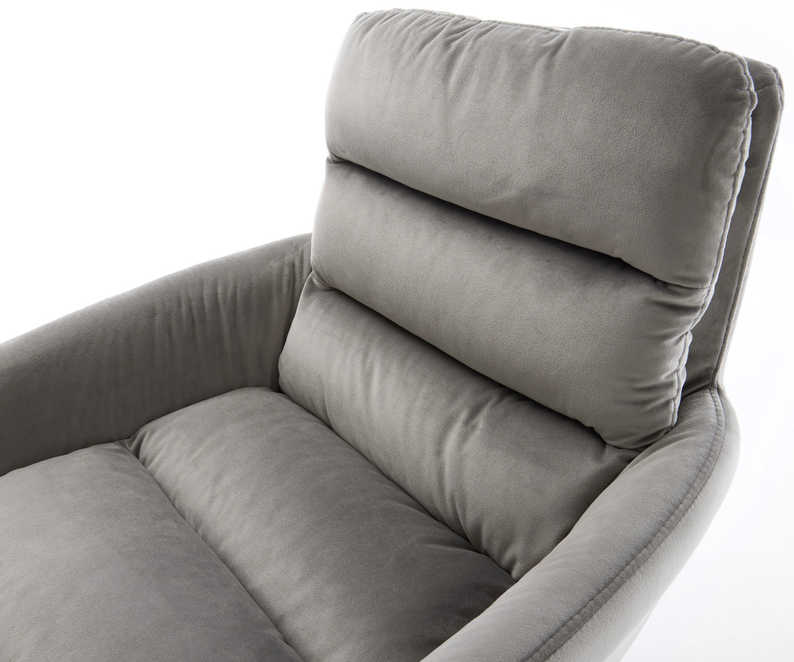 Врътящ се стол с подлакътници Кадифе Сив Конус крак кръгъл Черен 180° въртящ се Abelia-Flex 4