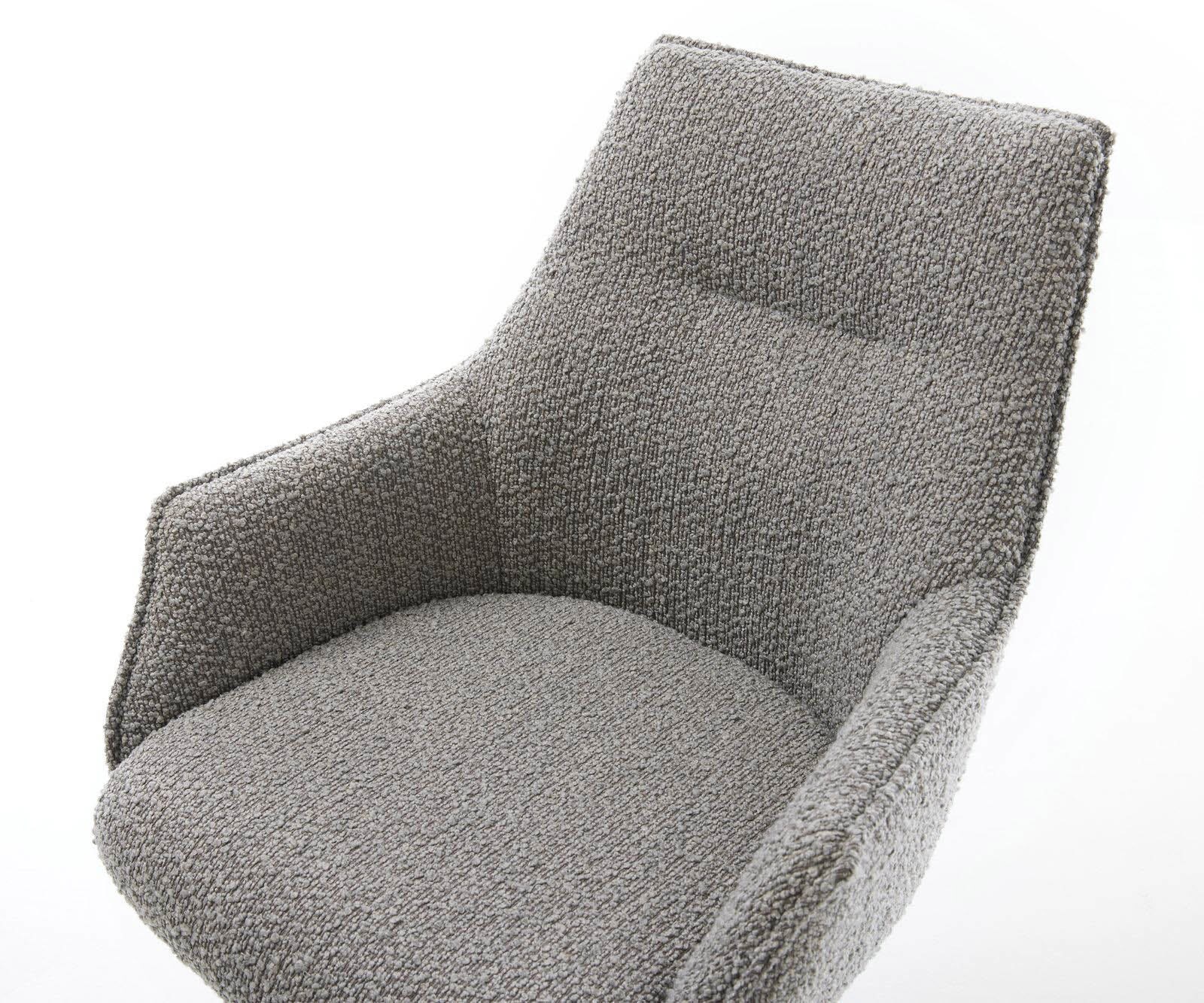 Врътящ се стол с подлакътници Букле СребристСив Конус крак кръгъл Черен 180° въртящ се Покет пружина Alja-Flex 3