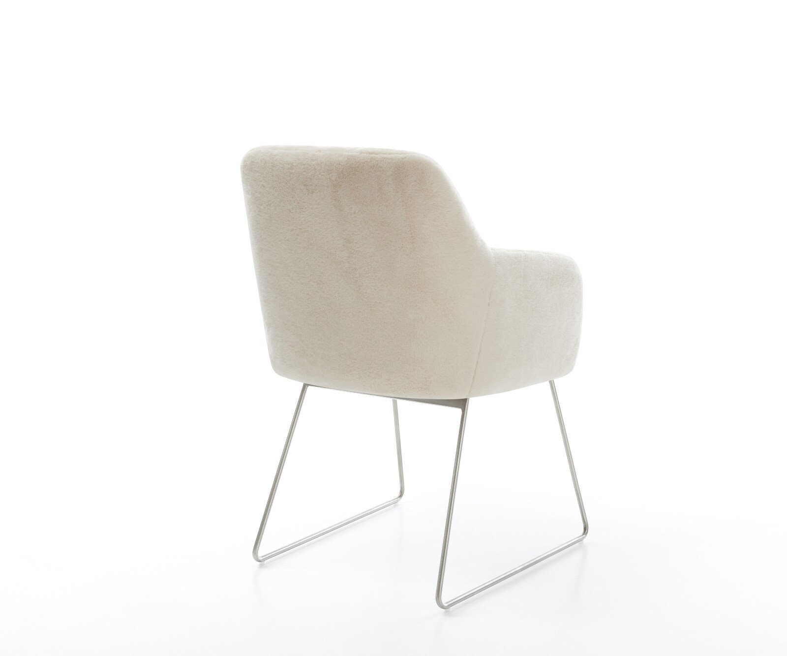 Стол за хранене Greg-Flex плюшена кремаво-бяла основа от неръждаема стомана с джобни пружини 4