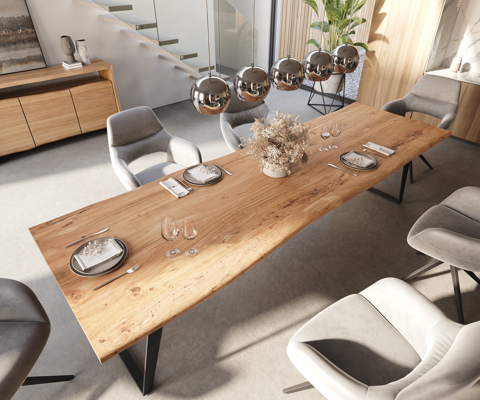 Маса 300x100 Акация Натурал Метал под ъгъл Edge 4 Маса 300x100 Акация Натурал Метал под ъгъл Edge 4