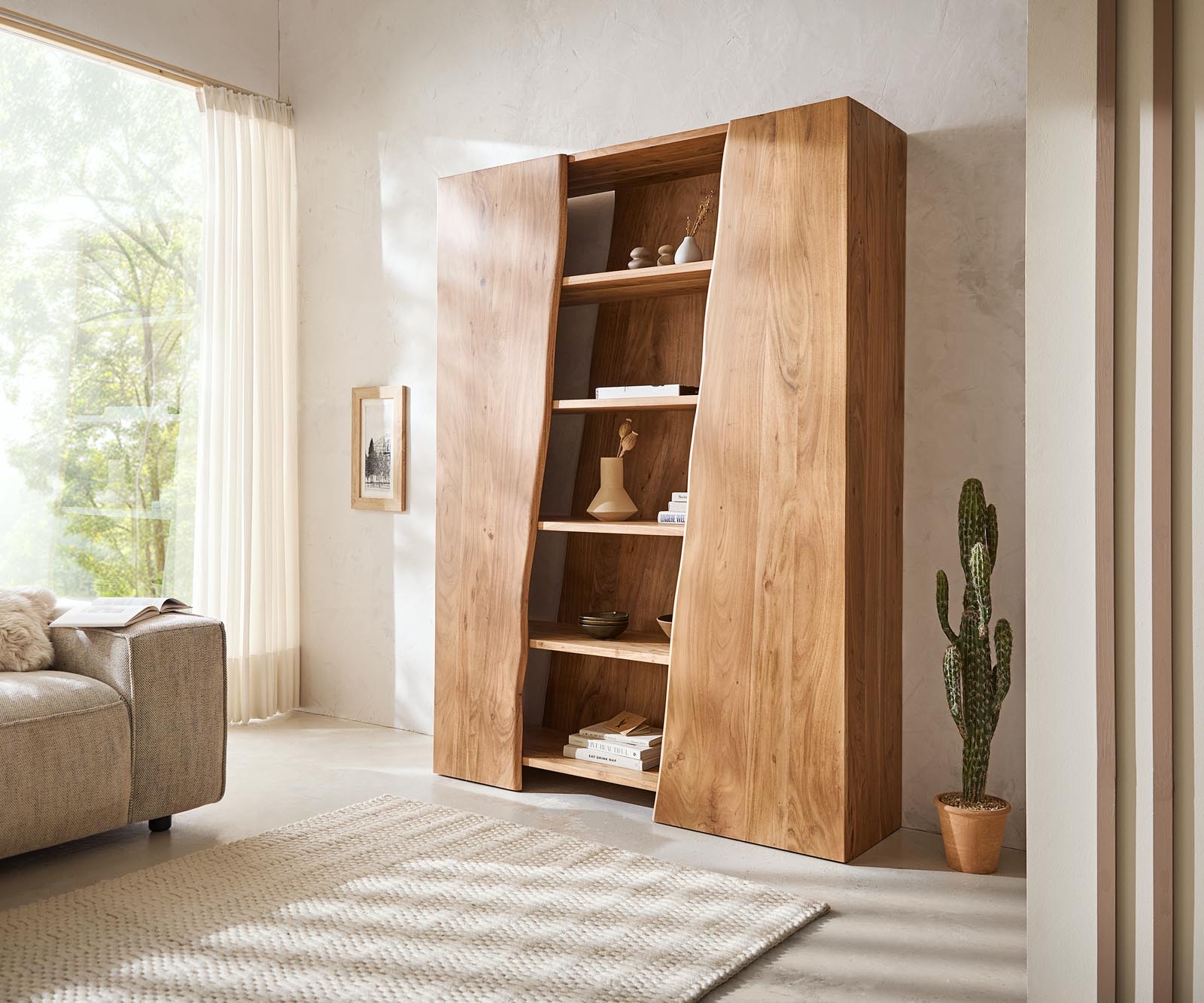 Рафт Live-Edge 140x195 cm естествена акация 2 вратички