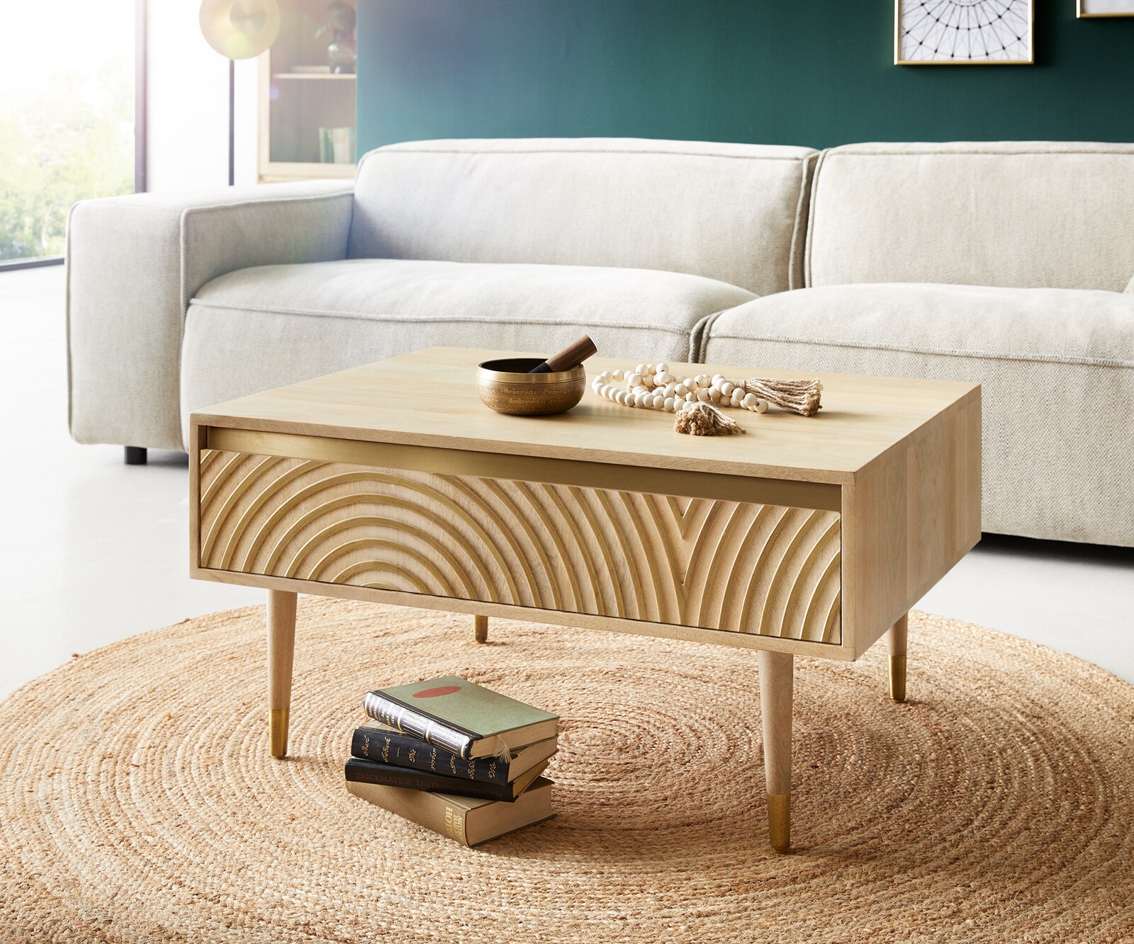 Couchtisch Budaya Mango Natur Fuß rund
