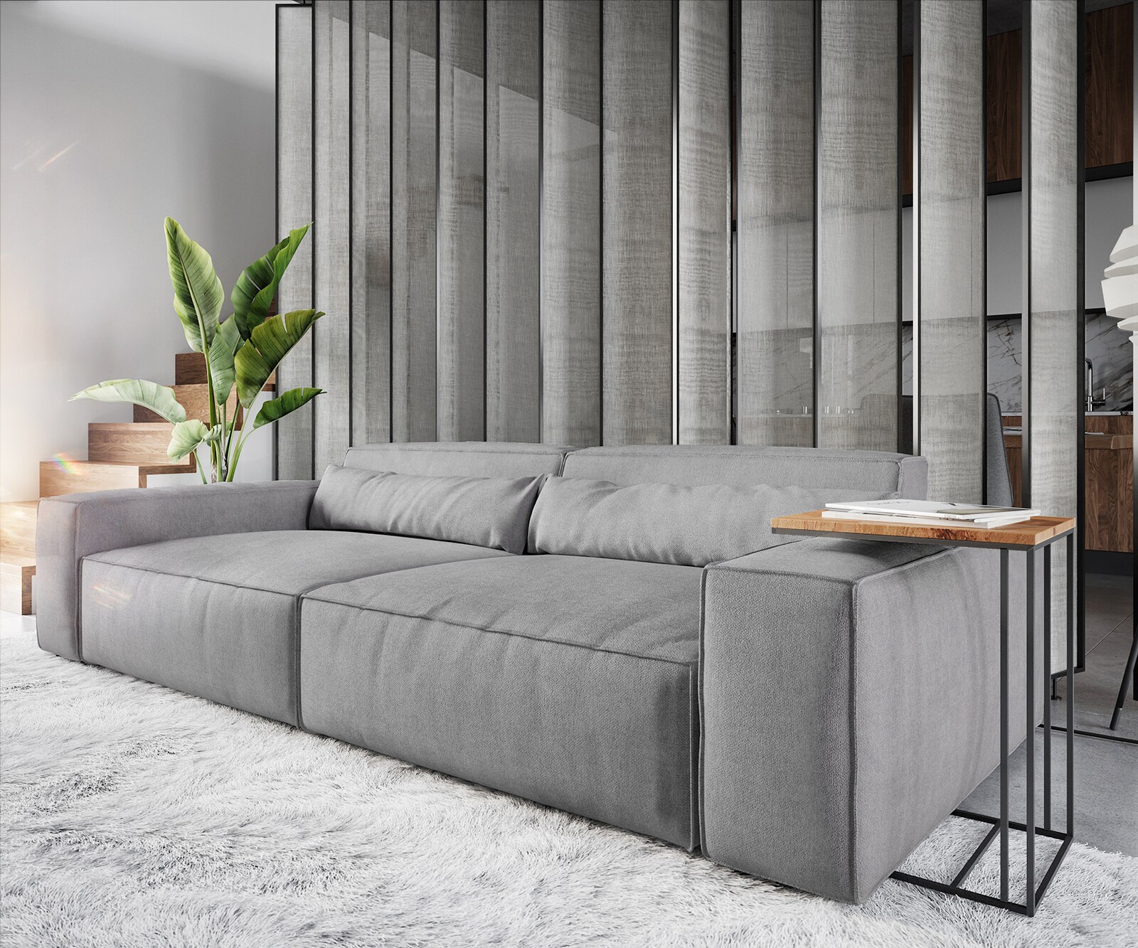 Голям диван XL 270x130 cm Микрофибър Сиво Sirpio 4