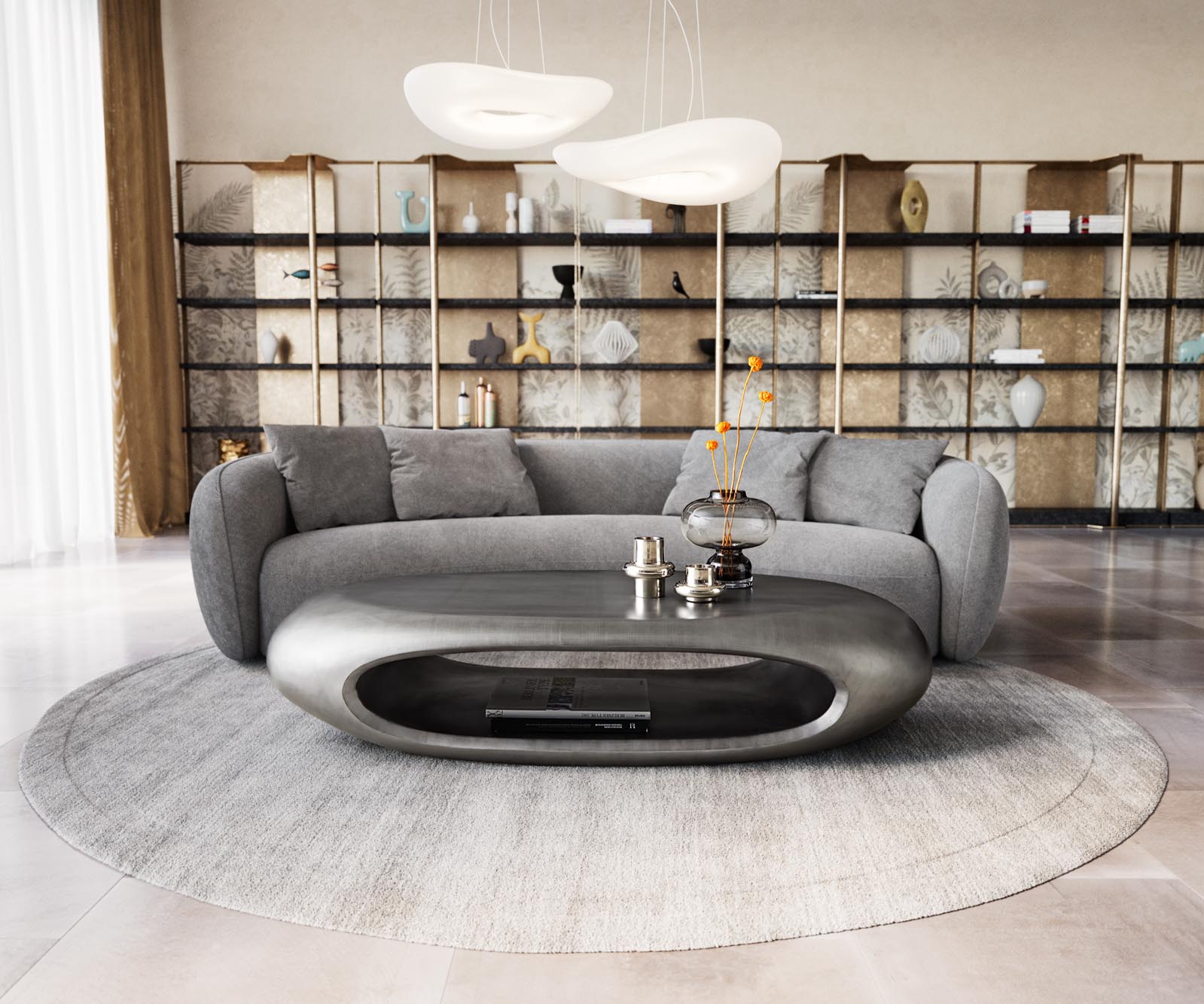 Масичка за кафе Sinor 140x65 cm сребрист металик 1