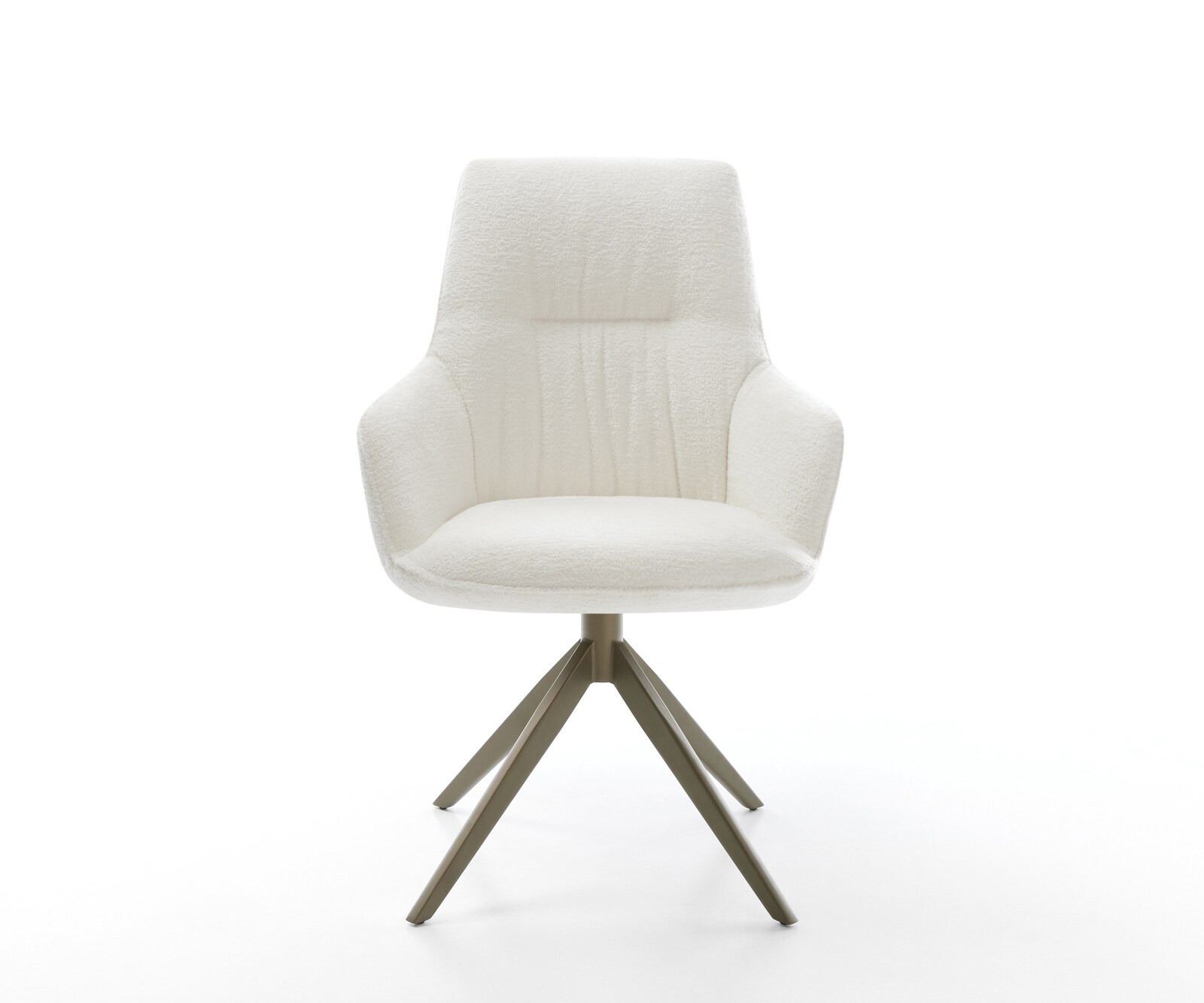 Въртящ се стол Zelia-Flex с подлакътници Bouclé Soft Beige Кръстосана рамка широка Ефектно покритие Титан 360° завъртане Люлееща се функция Ядро от джобни пружини 2