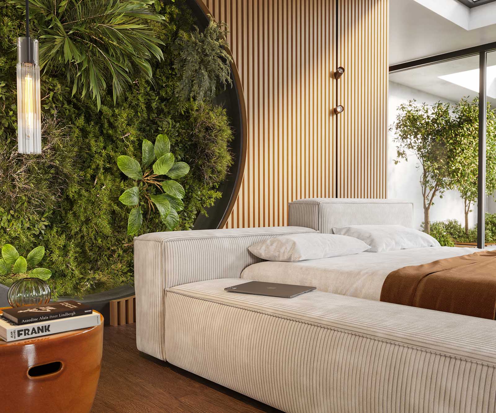 Тапицирано легло Kalinea 140x200 cm Cord бежово 6