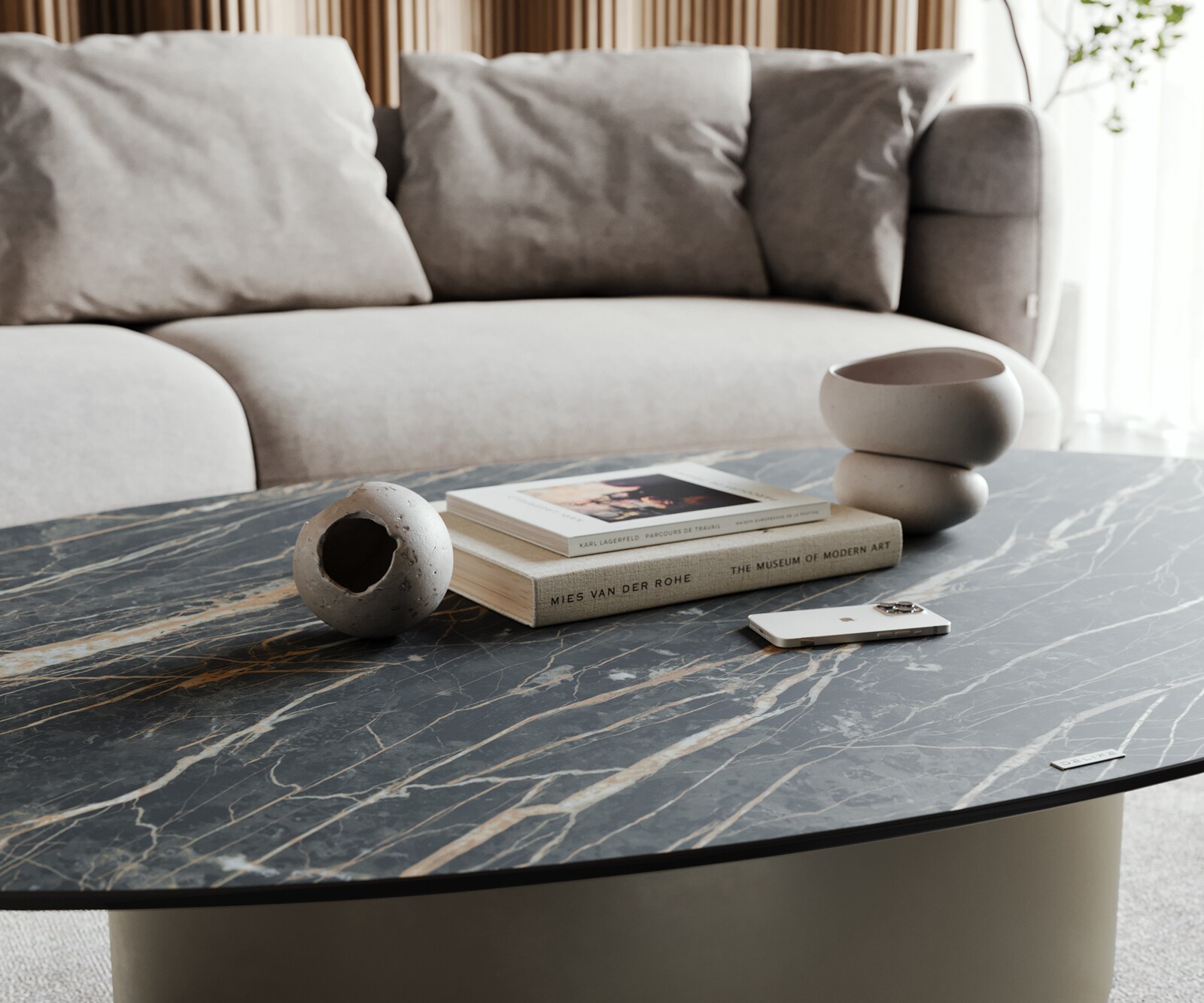 Холна маса Casilda 150x90 см Керамика Laminam®Noir Desir Кафяв, Основа с Ефектен финиш Titan  7