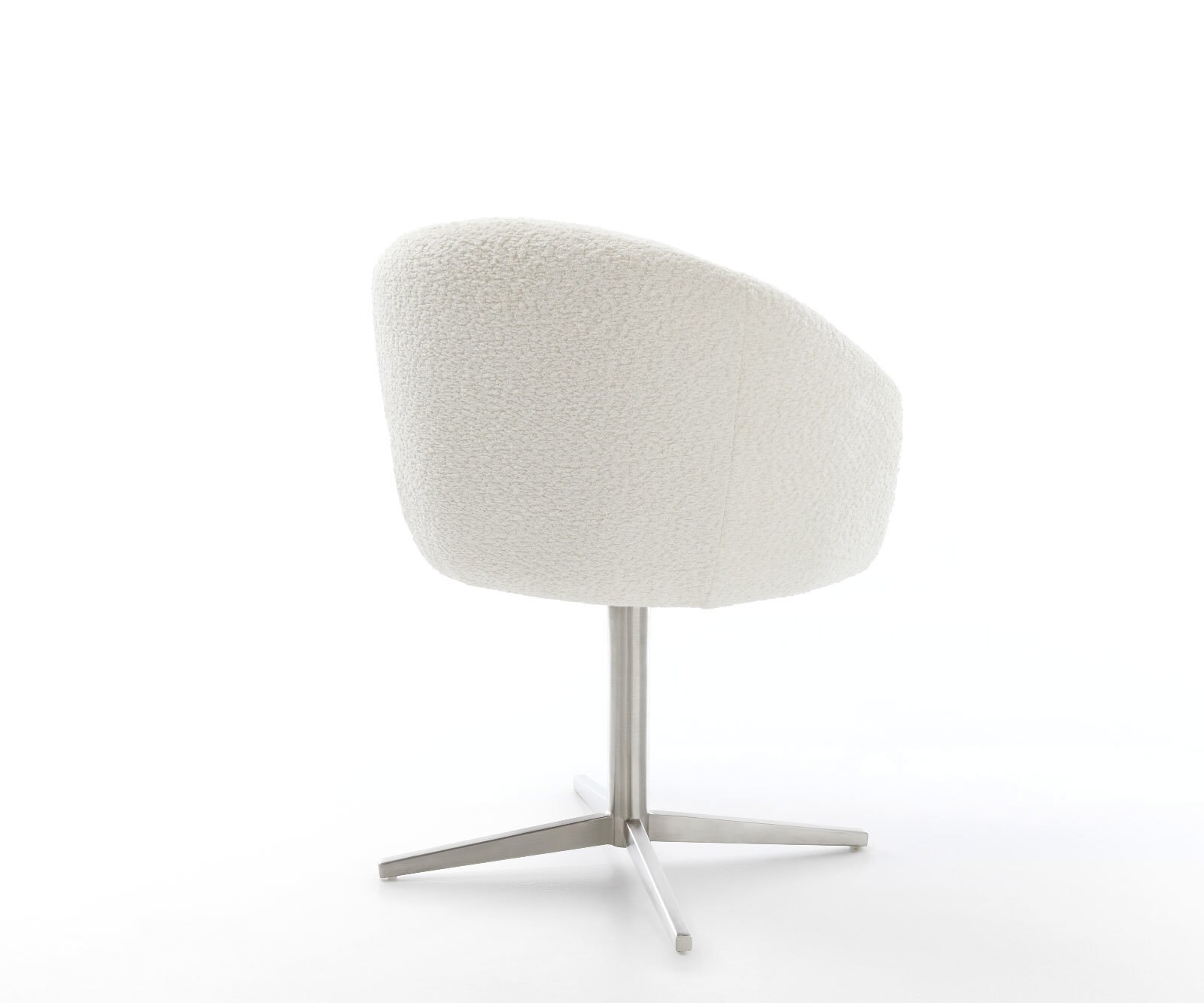 Врътящ се стол с подлакътници Букле Бял Офис основа Неръждаема стомана 360° въртящ се Покет пружина Caja-Flex 5