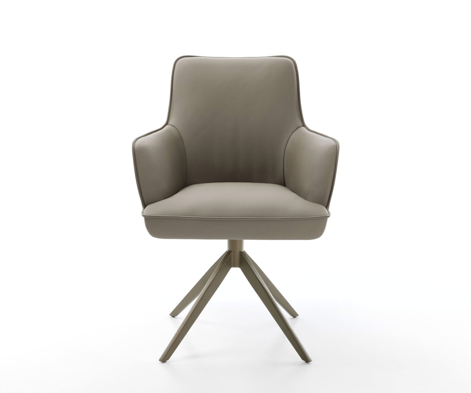 Врътящ се стол с подлакътници Естествена кожа Сиво-Кафяв Конус крак плосък  Titan 360° въртящ се Покет пружина Heira-Flex 2