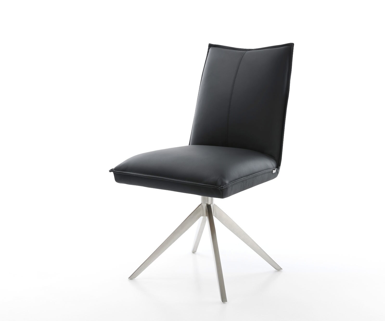 Въртящ се стол Lelio-Flex Естествена кожа Черна кръстосана рамка широка Неръждаема стомана Въртене на 360° Люлееща се функция Ядро от джобни пружини 1