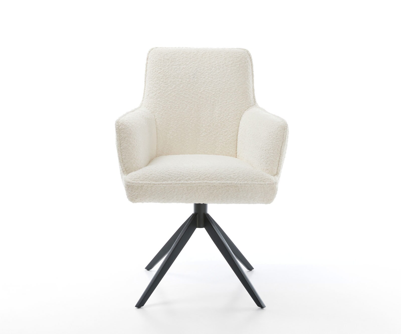 Въртящ се стол Heira-Flex с подлакътници Bouclé White Кръстосана рамка широка Black Въртене на 360° Люлееща се функция Pocket spring core 2