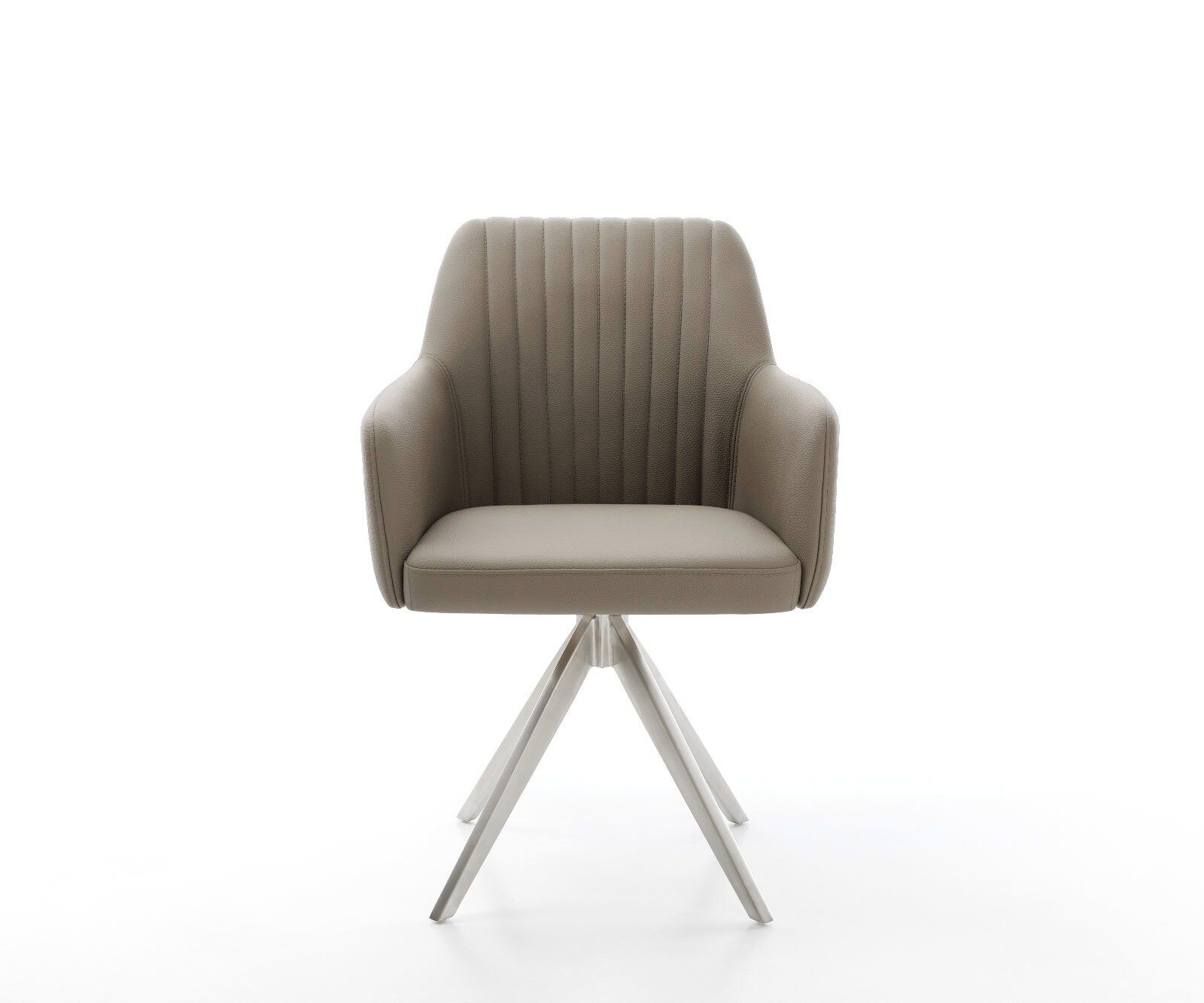 Врътящ се стол Естествена кожа Сиво-Кафяв Конус крак  Неръждаема стомана 180° въртящ се Greg-Flex 2