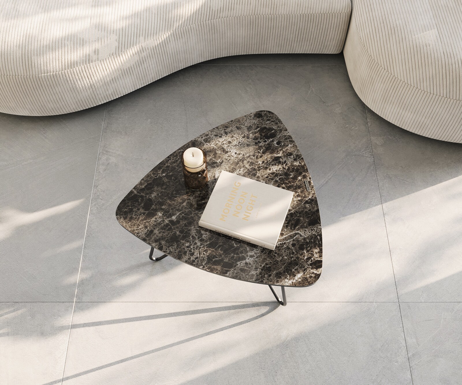 Масичка за кафе Ekrem 65x65 cm Керамичен ламинат®Emperador Extra Lucidato Тъмно кафяво Hairpin Metal Black 2