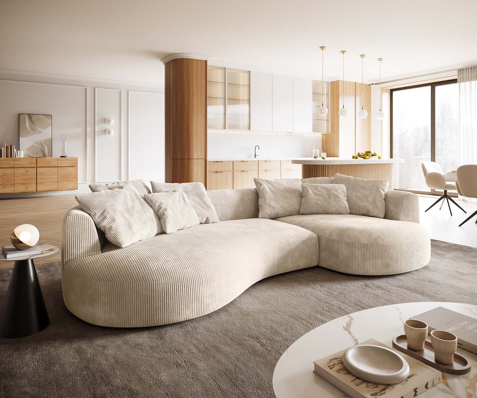 Диван Edina 330x170 cm Cord Бежов Диван Edina 330x170 cm Cord Бежов