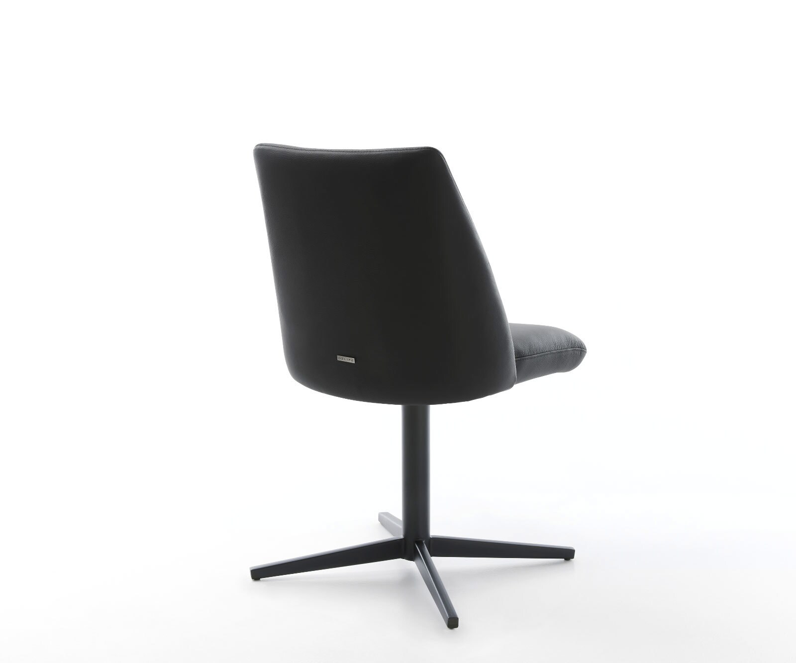 Врътящ се стол Естествена кожа Черен Офис основа Черен 360° въртящ се Покет пружина Elso-Flex 5