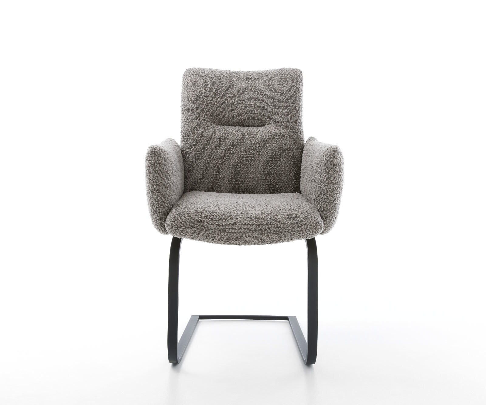 Люлеещ стол с подлакътници Букле Сребристо сив Конзолен крак плосък Черен Покет пружина Jova-Flex 2