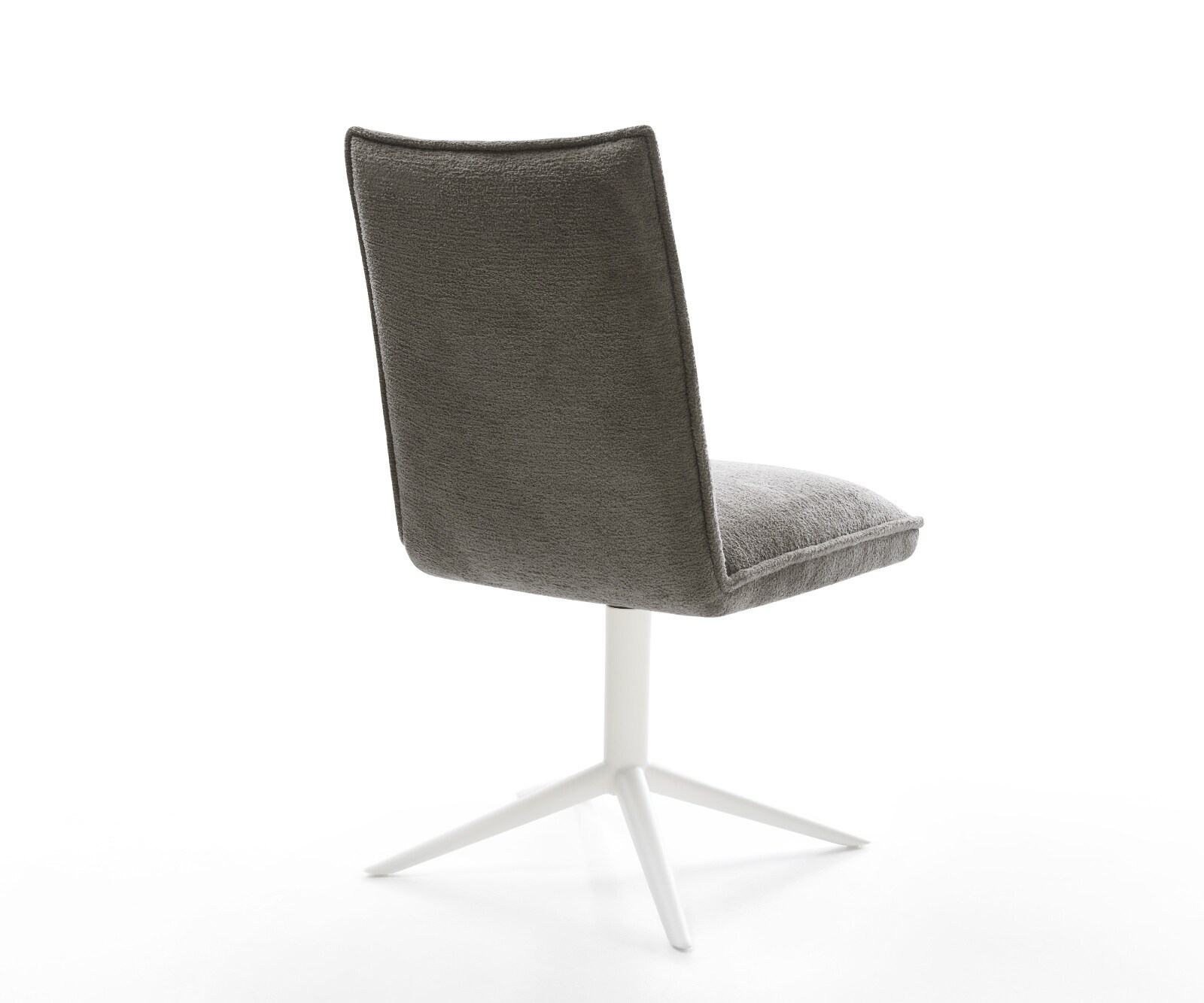 Въртящ се стол Lelio-Flex Bouclé Soft Mud Бяла основа със звезда 360° въртене Функция люлеене Ядро от джобни пружини 5