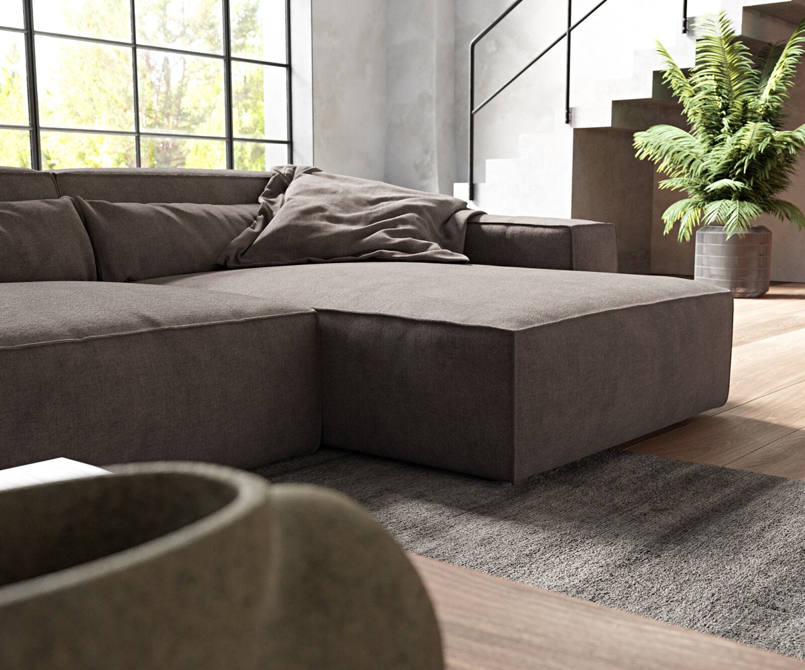 Ъглов диван XL 370x170 cm Микрофибър КакиКафяв Варианти лежанка Sirpio 4