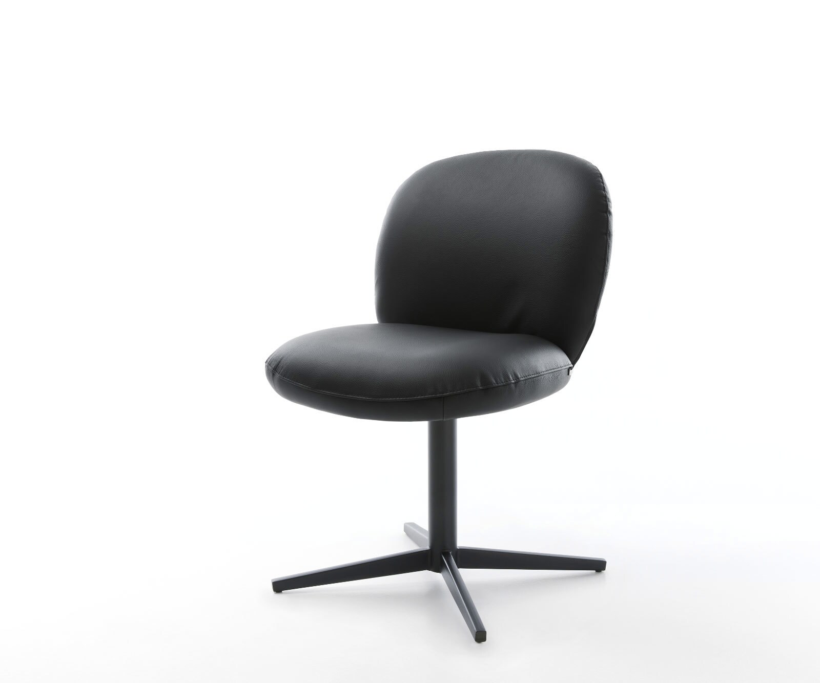 Врътящ се стол Естествена кожа Черен Офис основа Черен 360° въртящ се Покет пружина Nube-Flex 1