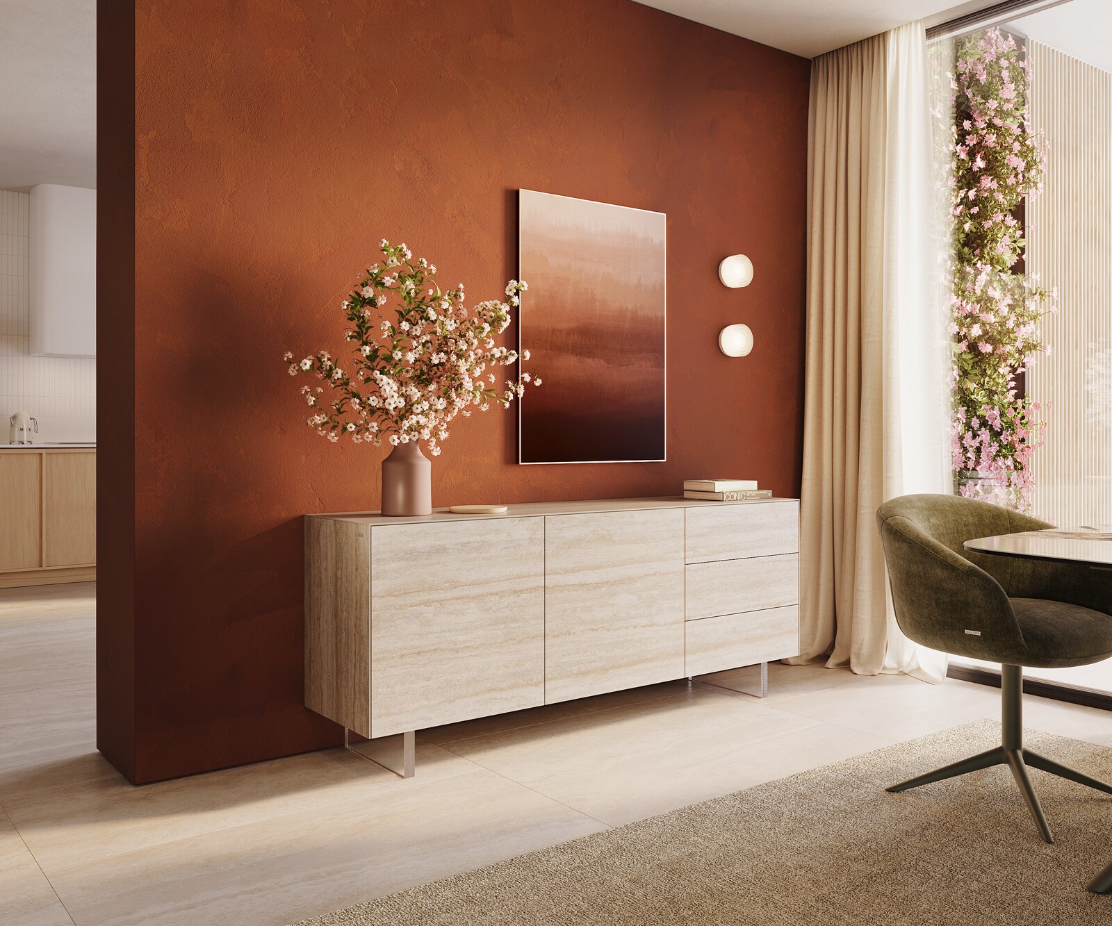 Бюфет Cuor 180 cm керамика 2 врати 3 чекмеджета 4