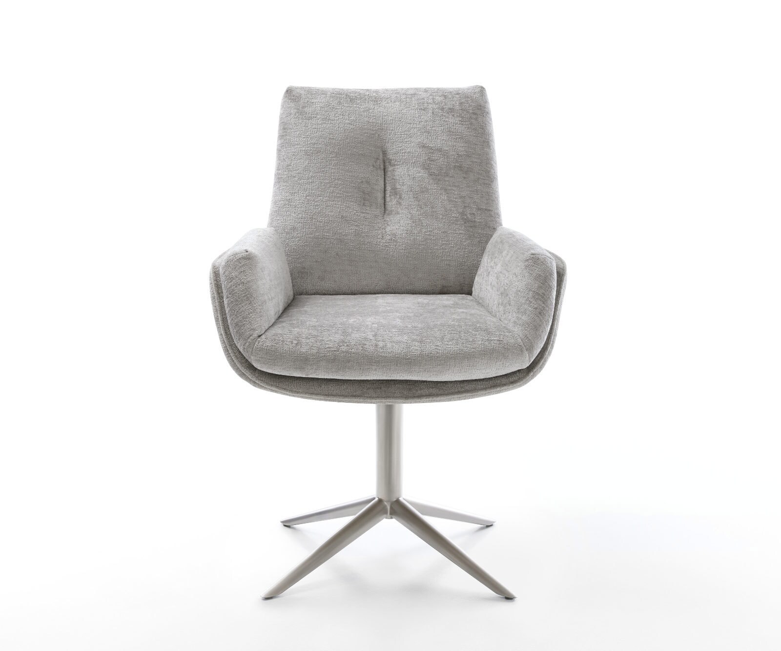 Въртящ се стол Clea-Flex шенил сребристо-сива основа неръждаема стомана 360° въртяща се люлееща се функция 1