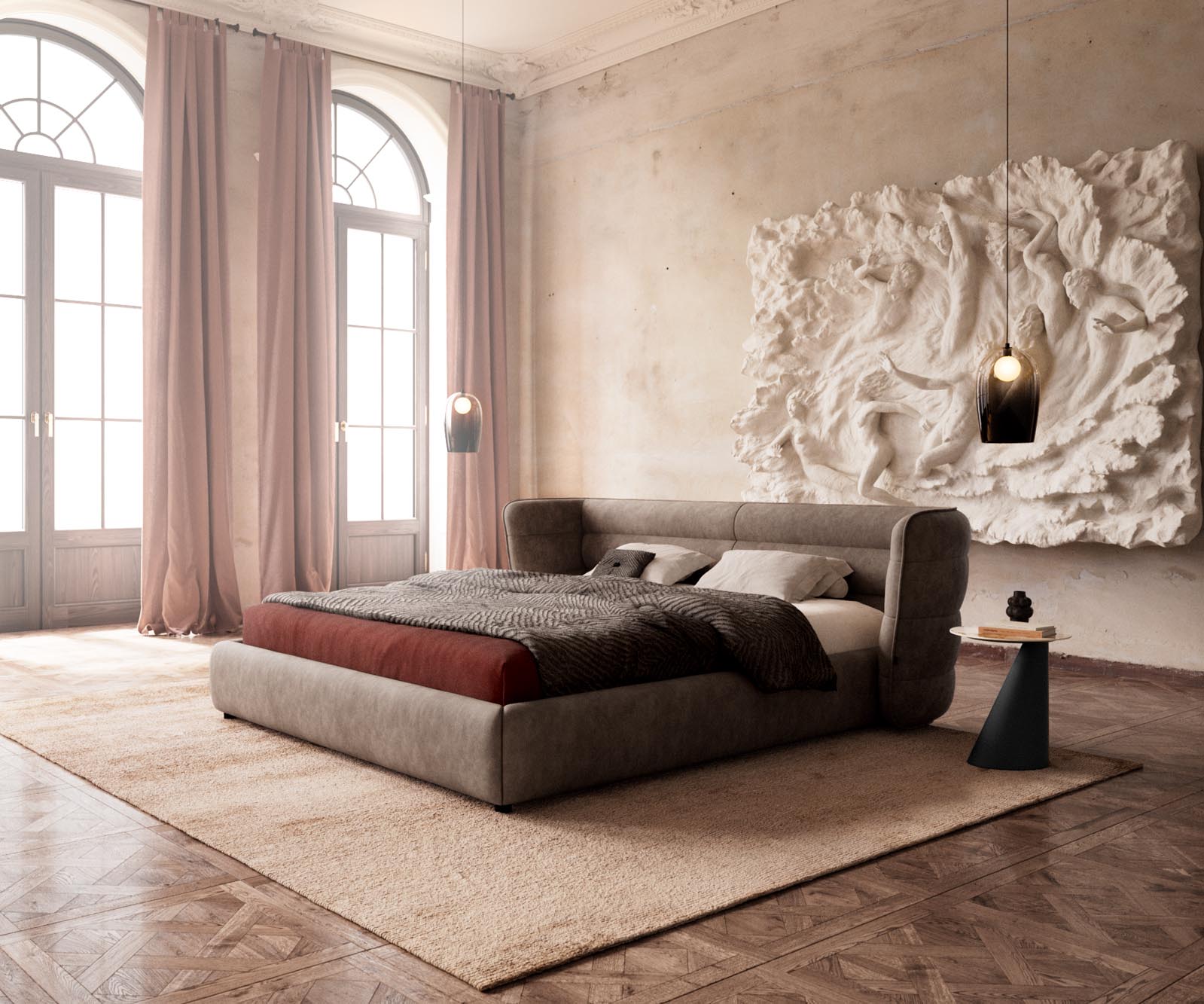 Тапицирана основа за легло Simea 180x200 cm от микрофибър сив реколта Тапицирана основа за легло Simea 180x200 cm от микрофибър сив реколта