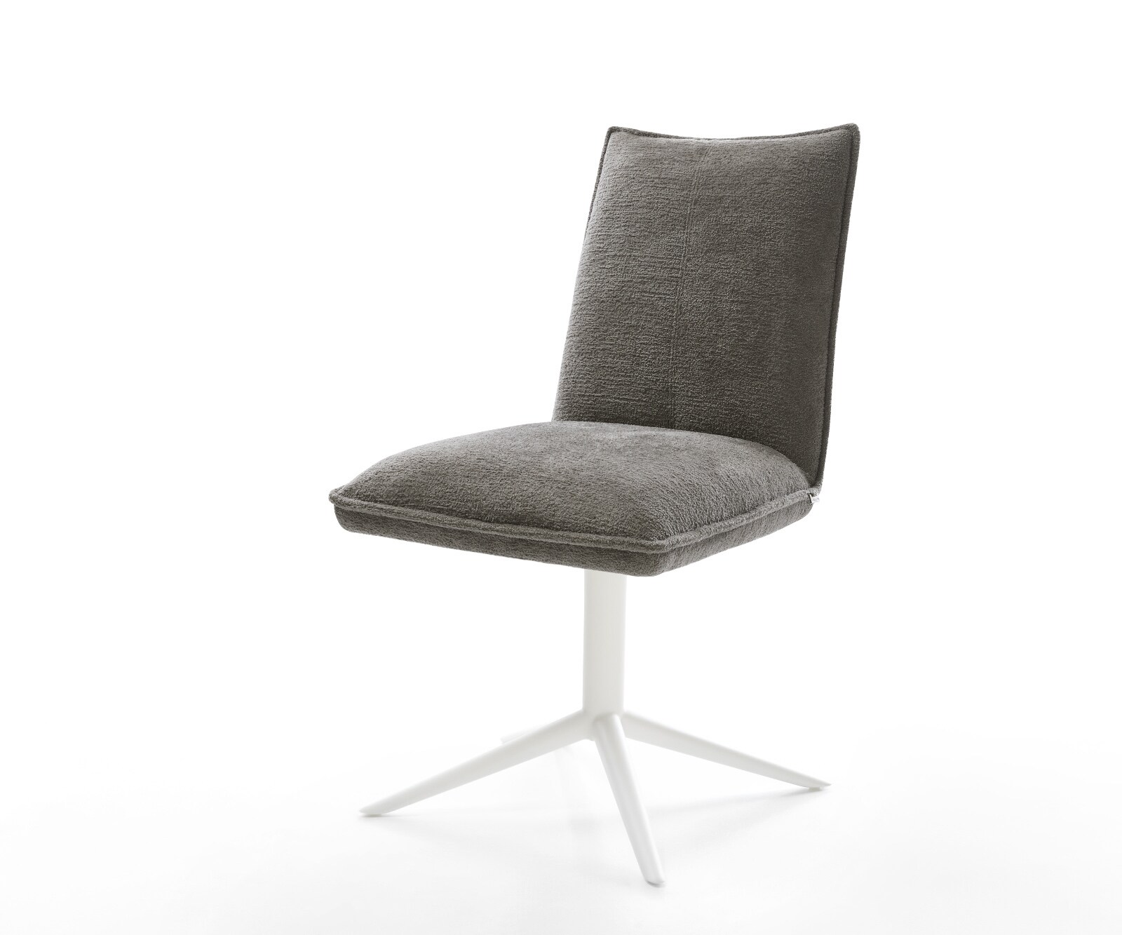 Въртящ се стол Lelio-Flex Bouclé Soft Mud Бяла основа със звезда 360° въртене Функция люлеене Ядро от джобни пружини 1