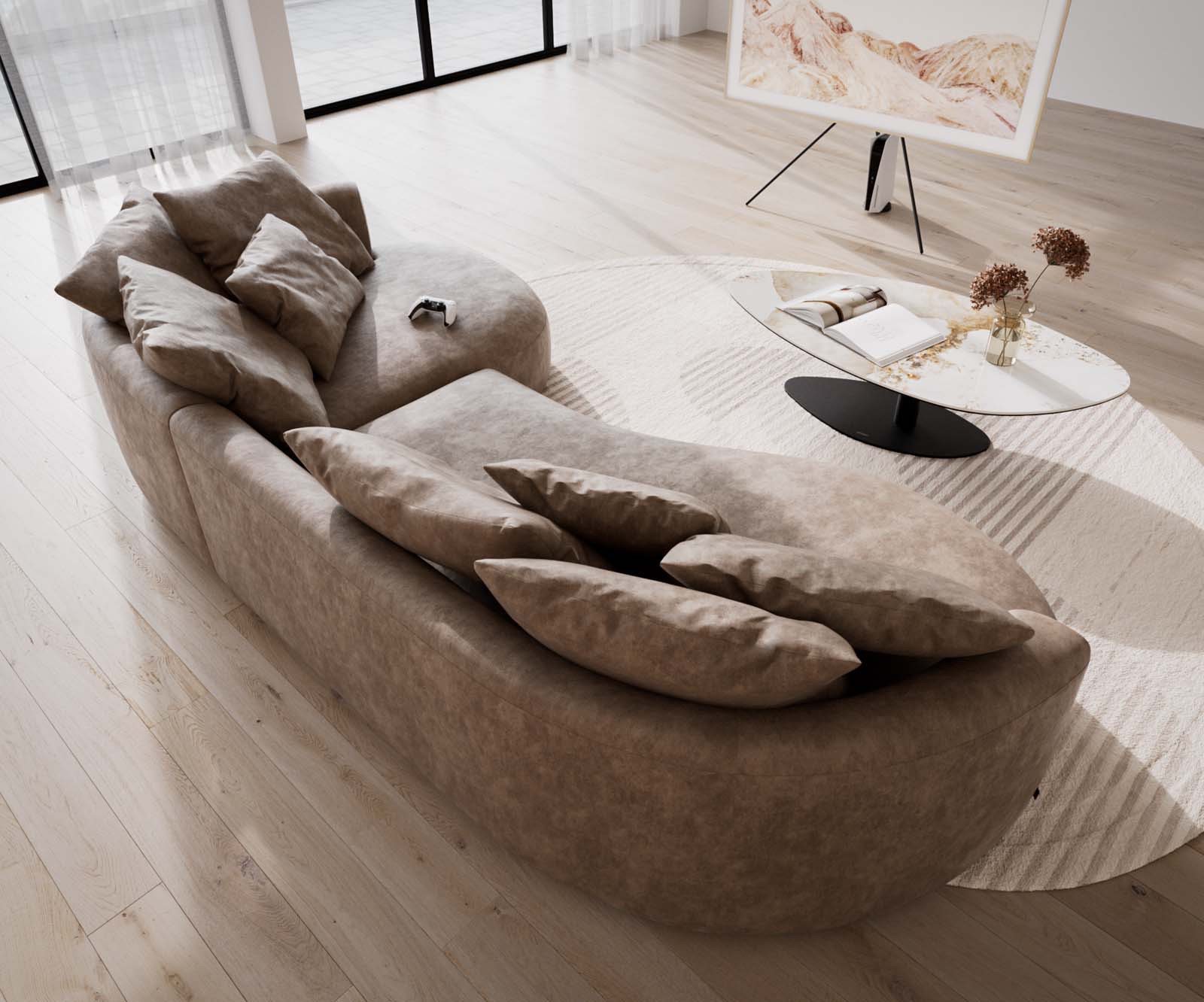 Диван Edina 330x170 cm микрофибър сив цвят vintage 5 Диван Edina 330x170 cm микрофибър сив цвят vintage 5