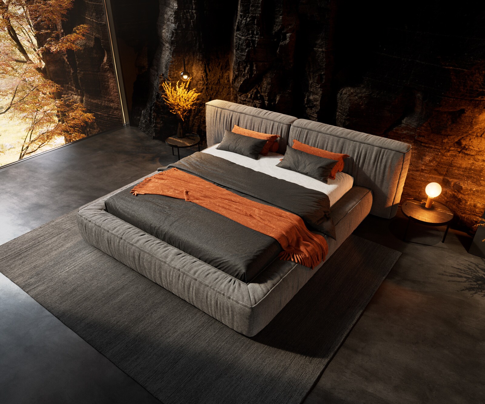 Тапицирано легло Coperti 180x200 cm, микрофибър, сив 3